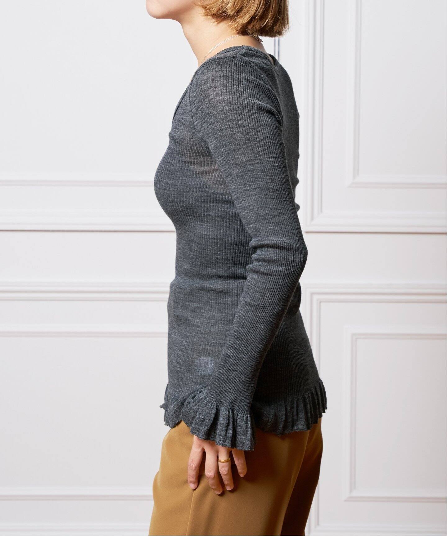 babaco/ババコ Fine Wool Ribbed Long Sleeve プルオーバー BA01