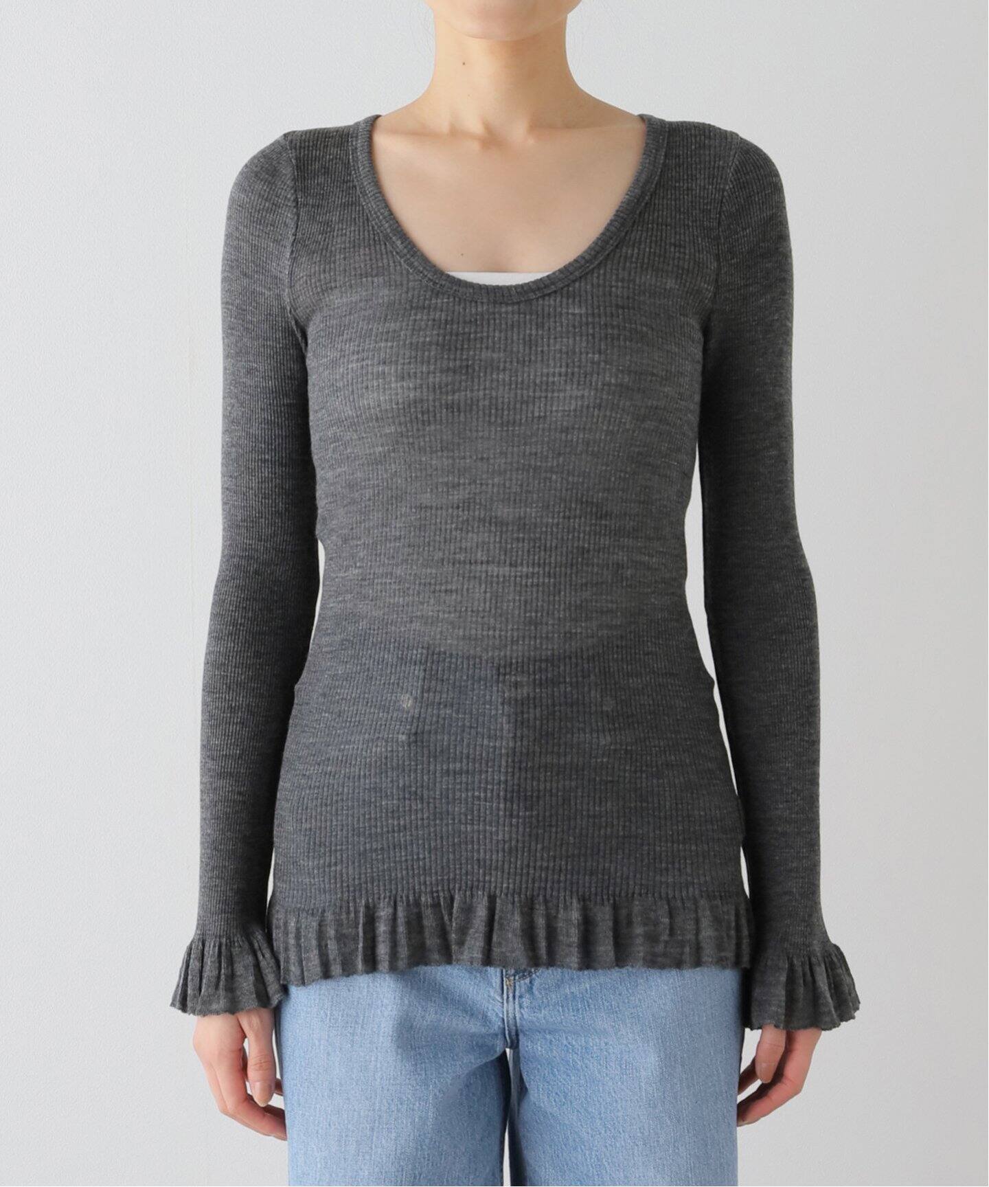 babaco/ババコ Fine Wool Ribbed Long Sleeve プルオーバー BA01-LI25 