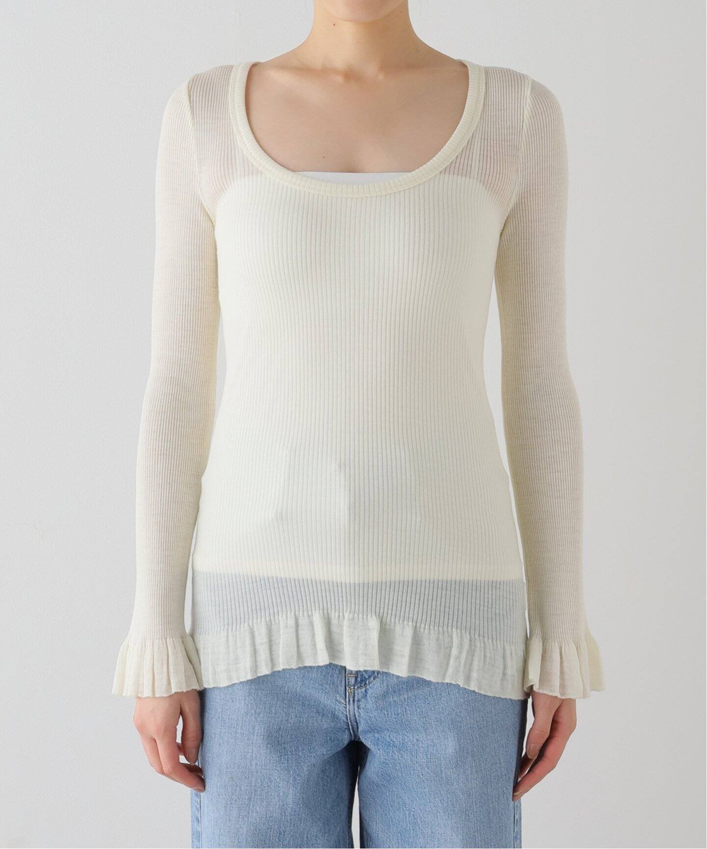 babaco/ババコ Fine Wool Ribbed Long Sleeve プルオーバー BA01-LI25 