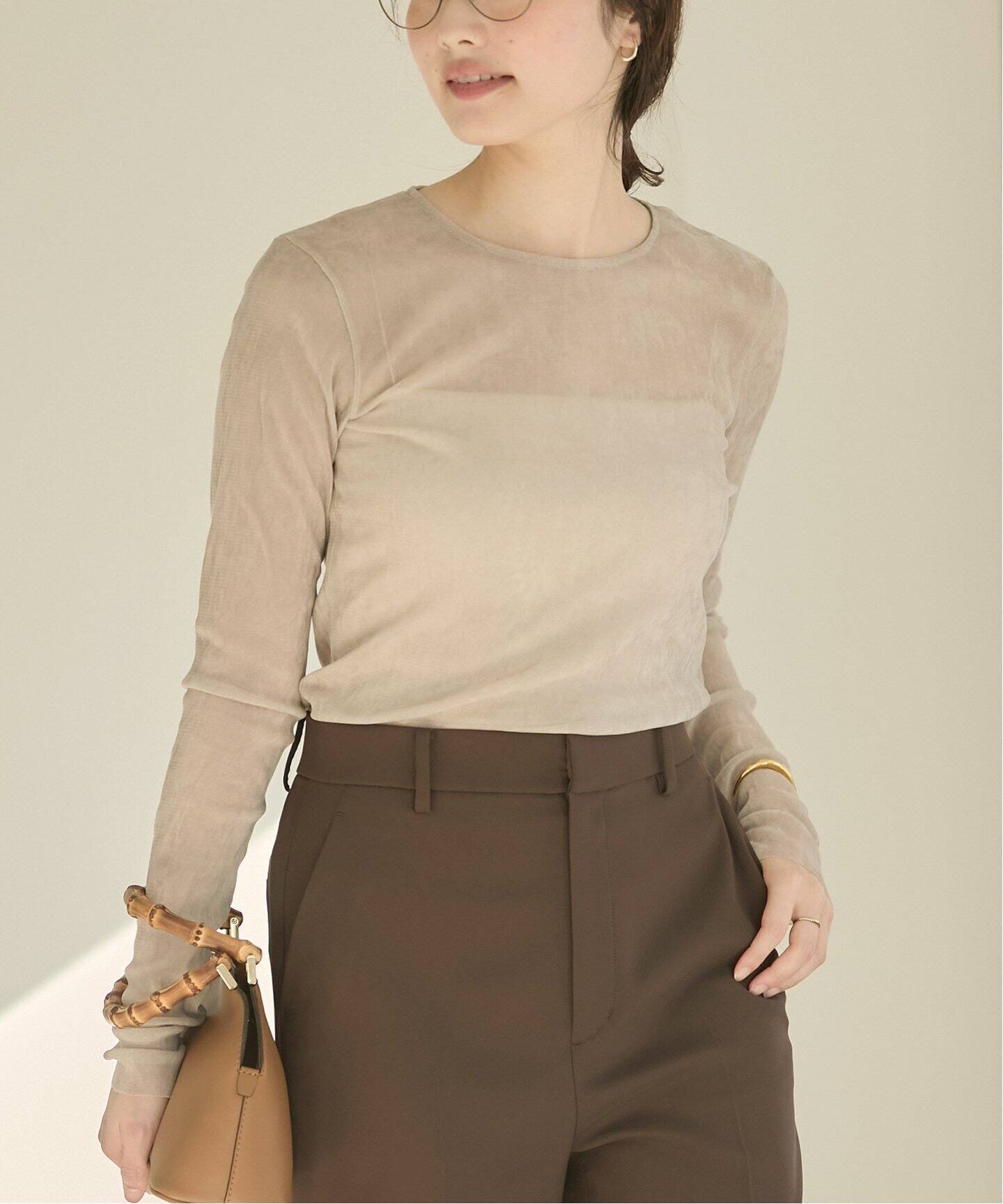 Flocky Mesh ロンT Plage プラージュベージュ