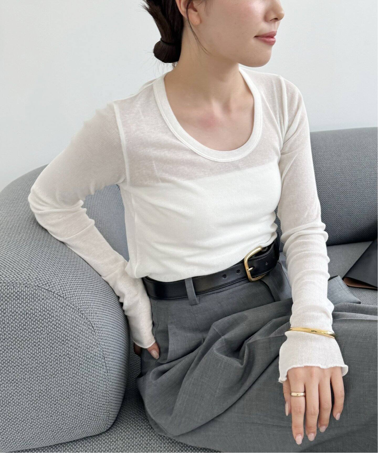 whisper rib long Tシャツ（Tシャツ／カットソー）｜Plage（プラージュ 