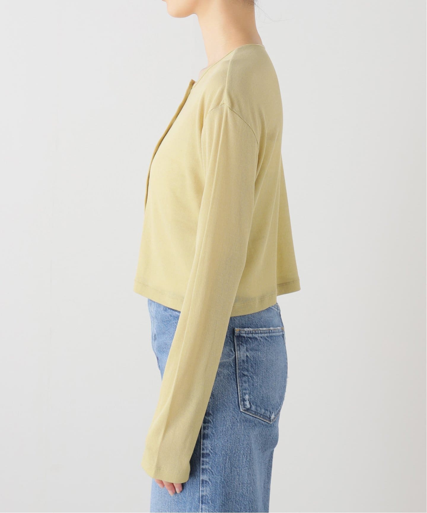 plage（プラージュ）の「SHEER RIB CROPPED カーディガン
