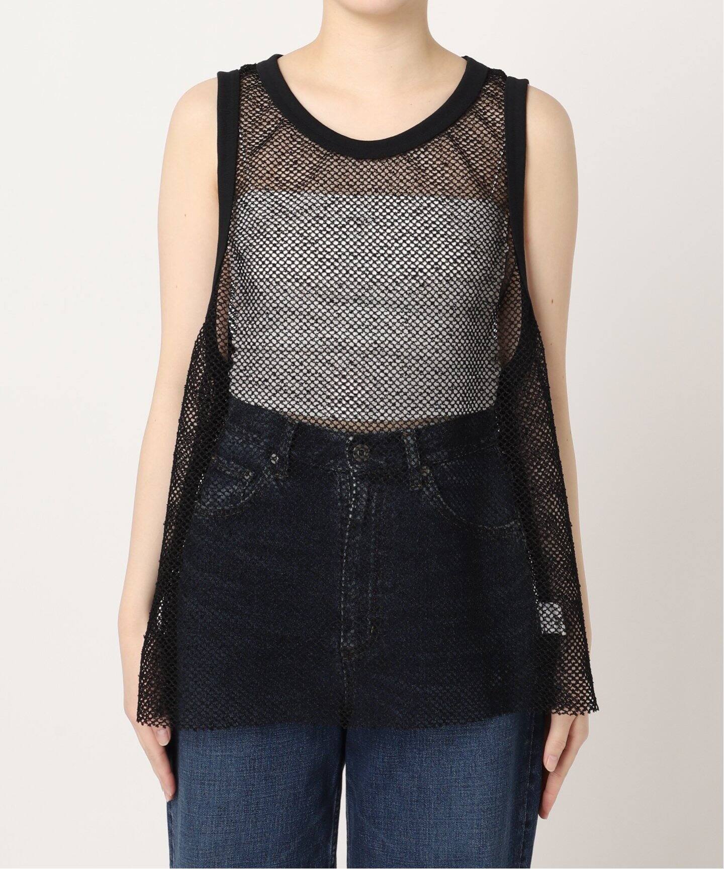JANE SMITH/ジェーンスミス】POLYESTER SLAB MESH TANK トップス 