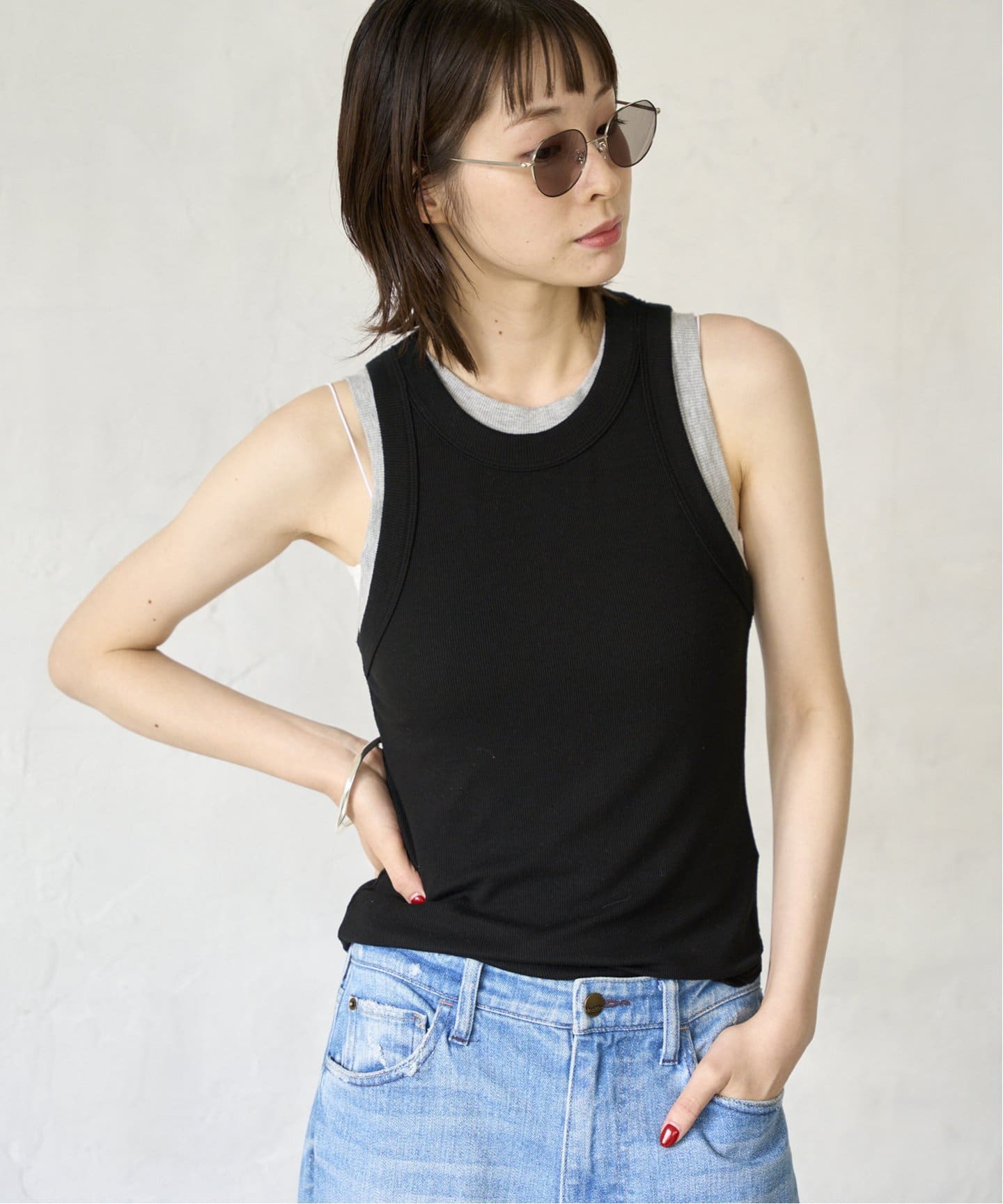 新品plage購入LAmadeタンクトップ黒ブラックプラージュ LAmade/エルエーメイド AIDA タンクトップ（タンクトップ