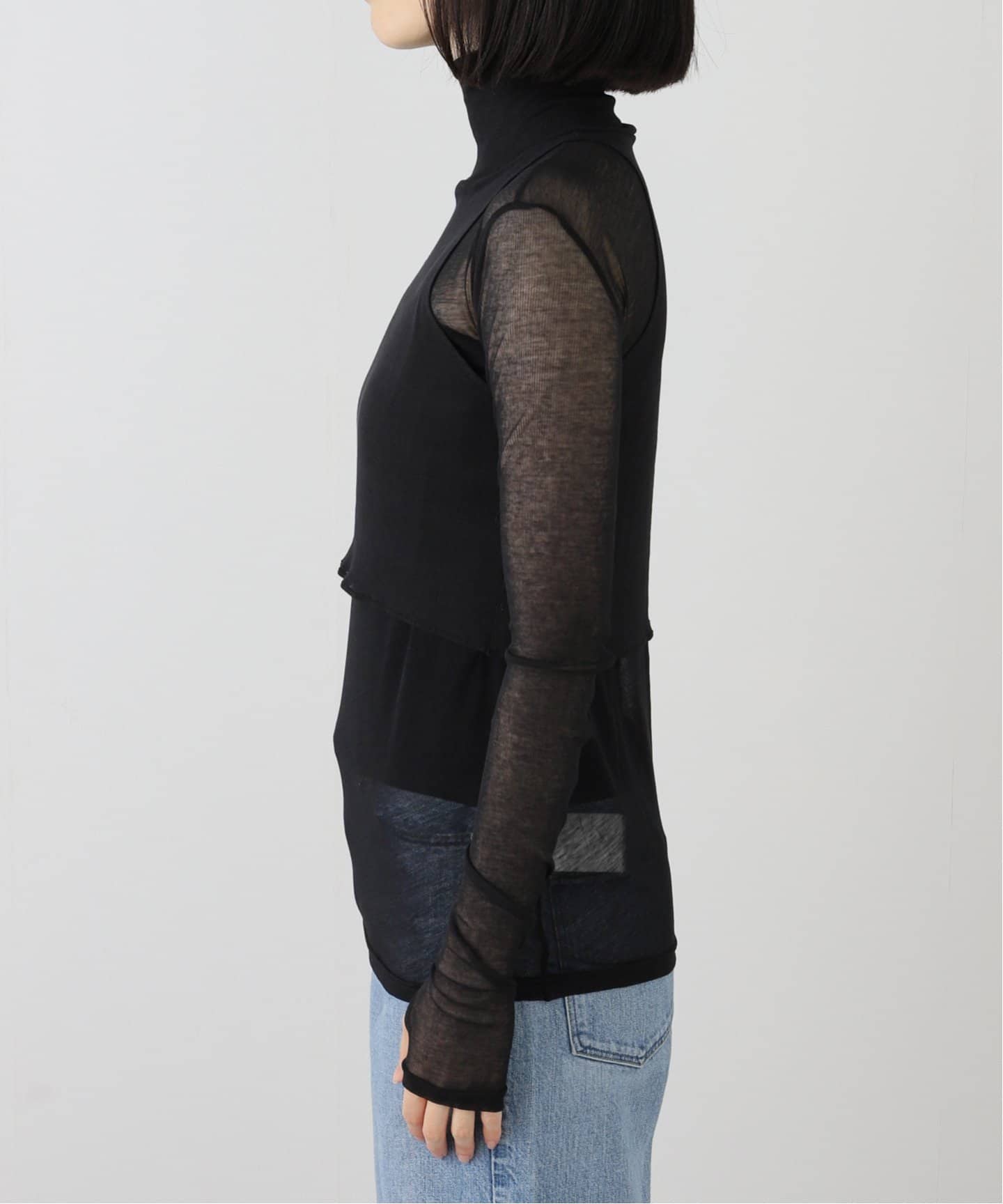 SEEALL/シーオール LAYERED SHEER HIGH NECK Tシャツ（Tシャツ