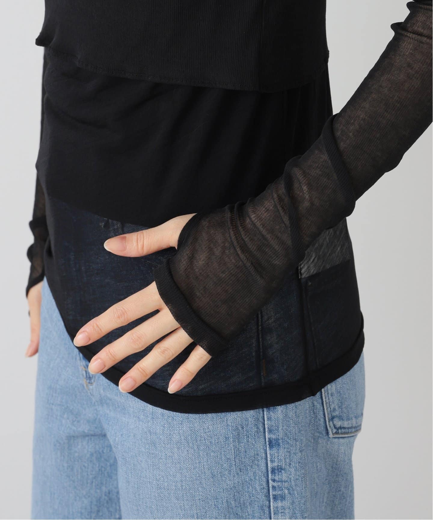 SEEALL/シーオール LAYERED SHEER HIGH NECK Tシャツ（Tシャツ