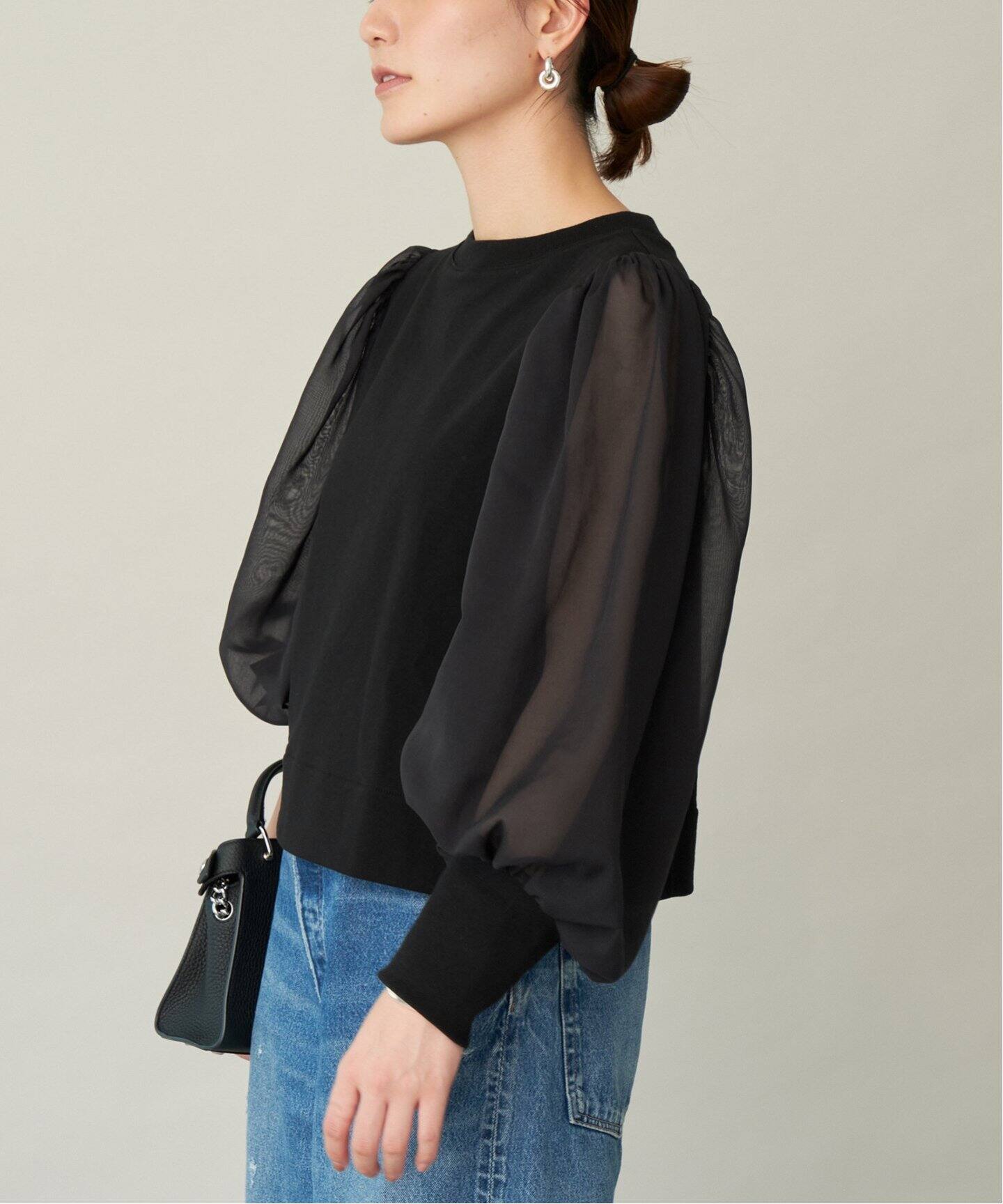 IENA - toteme ギャザースリーブ ブラウス シアーギャザースリーブプルオーバー（Tシャツ／カットソー