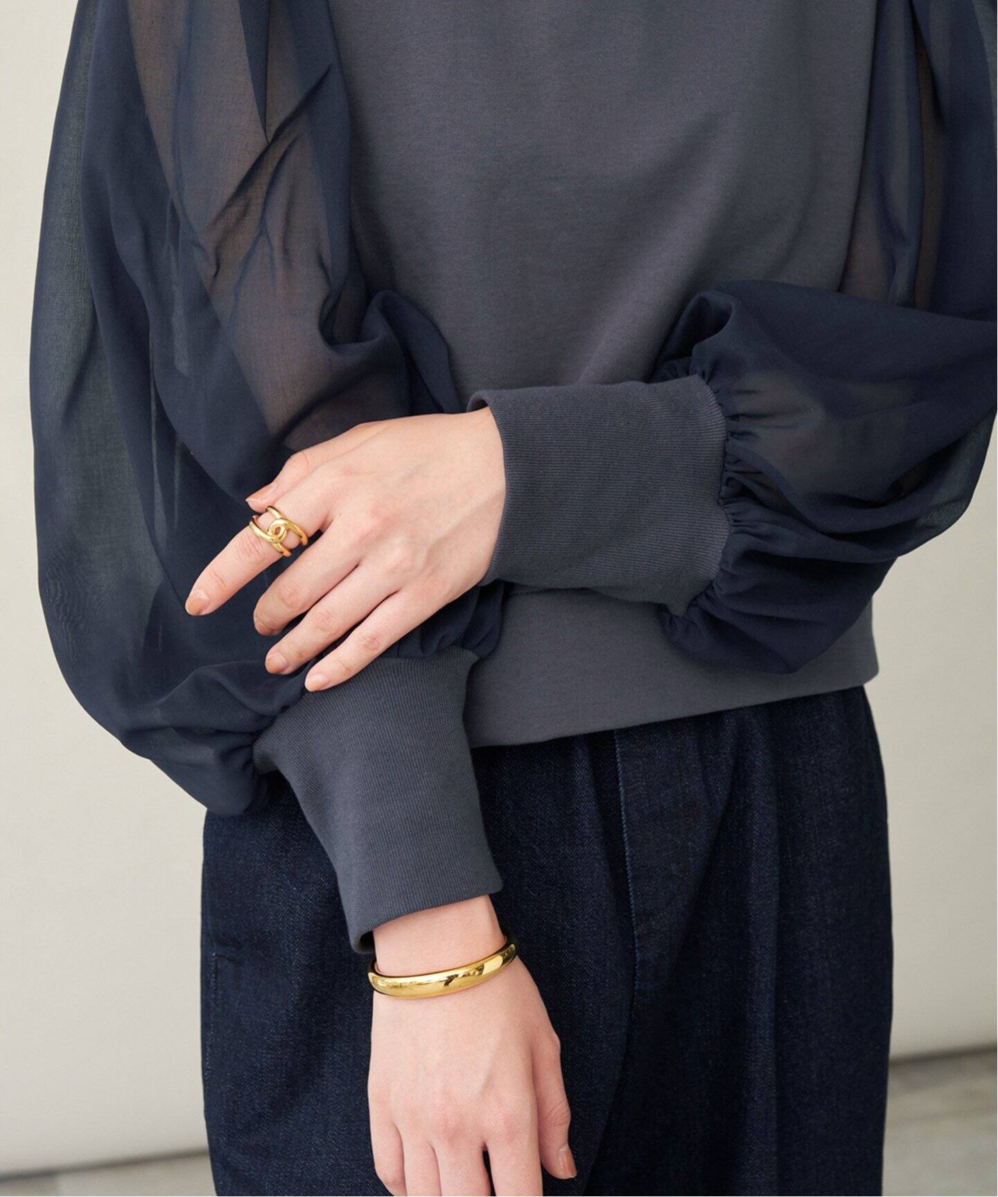 VERMEIL par iena◆ヘンリーネック プルオーバー/カットソー/FREE/レーヨン/GRY/22-080-938-1040-1-0 T/Rダンボールフレアー プルオーバー（Tシャツ／カットソー