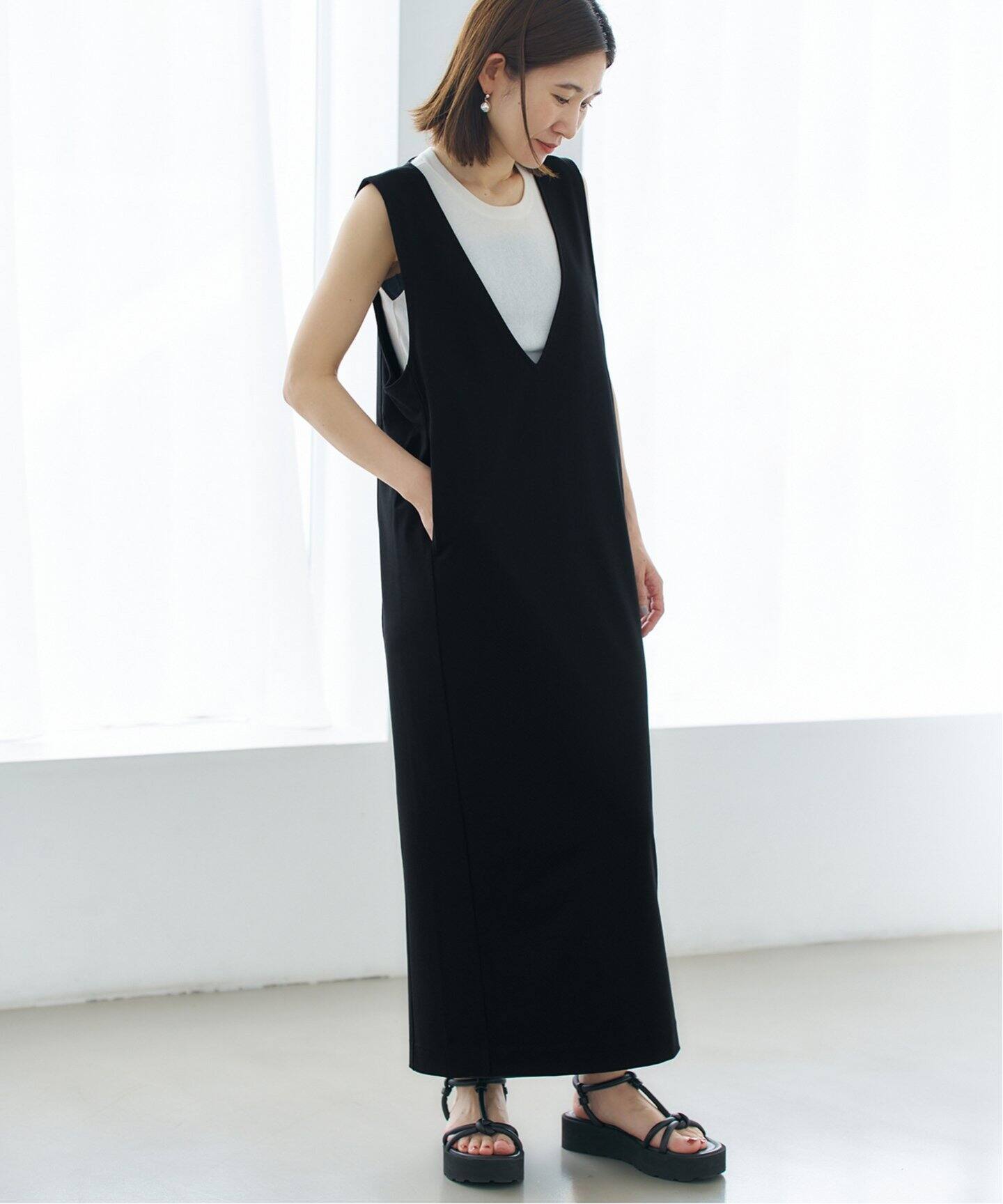 '24AW＊VERMEIL par iena コンパクトジャージナローワンピース コンパクトジャージナローワンピース（ワンピース）｜VERMEIL
