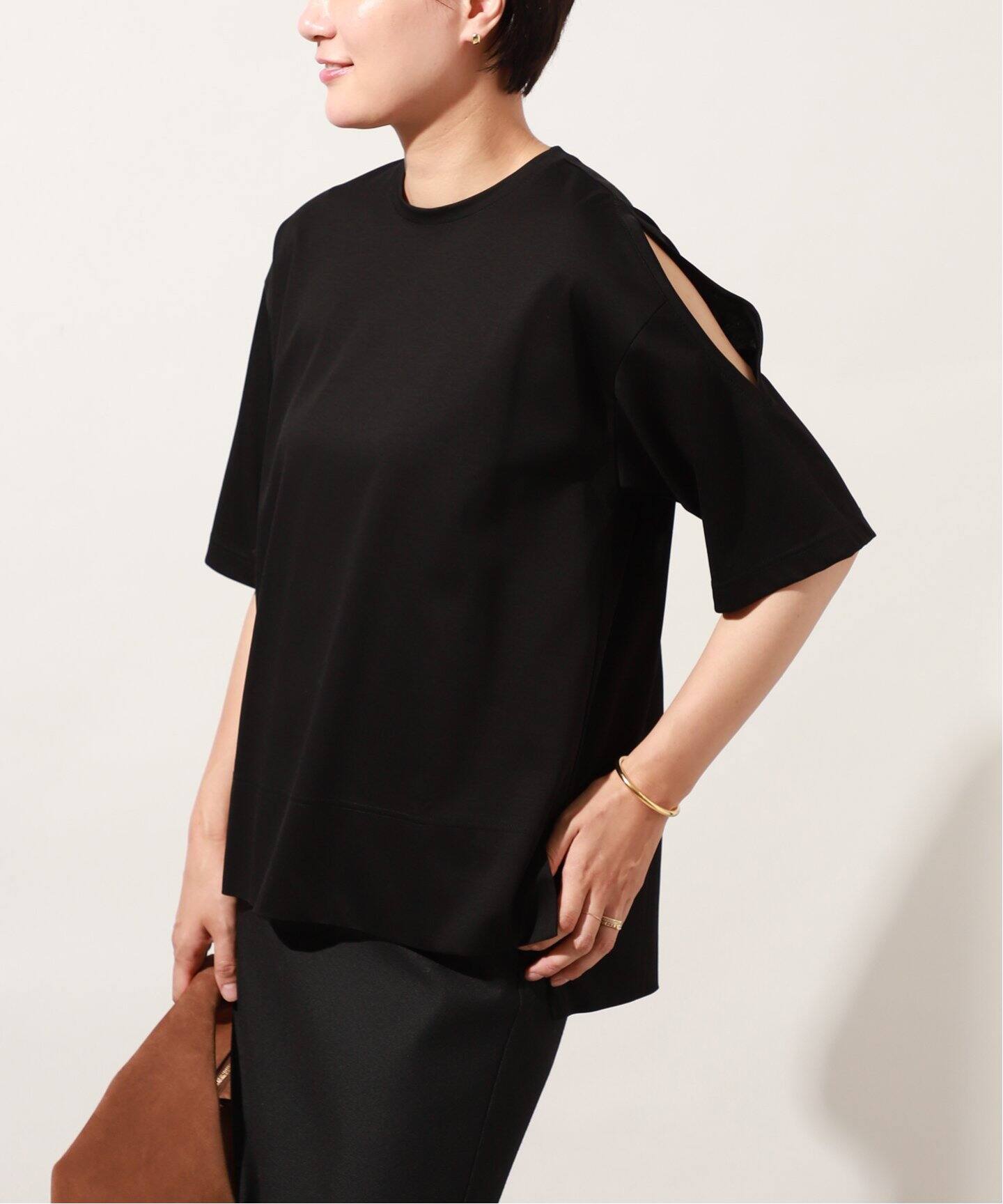 Room no.8 （ルームエイト）SUPIMA CO SHOULDER SLIT TOPS R8S-185 