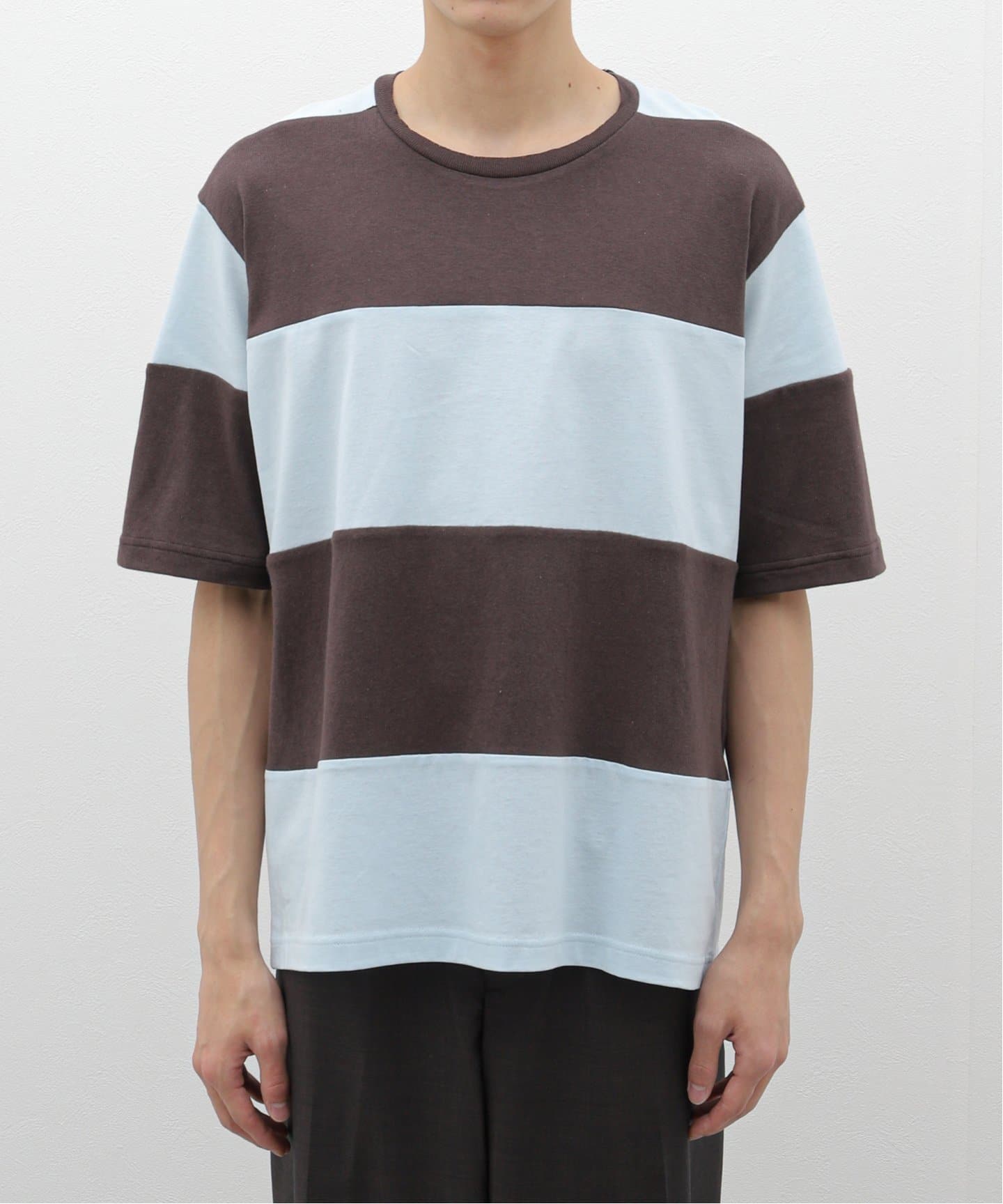 マーティーアンドサンズ レショップ 別注 ボーダー Tシャツ ブルーブラウン MAATEE&SONS / マーティー & サンズ】別注 BORDER T-SH（Tシャツ