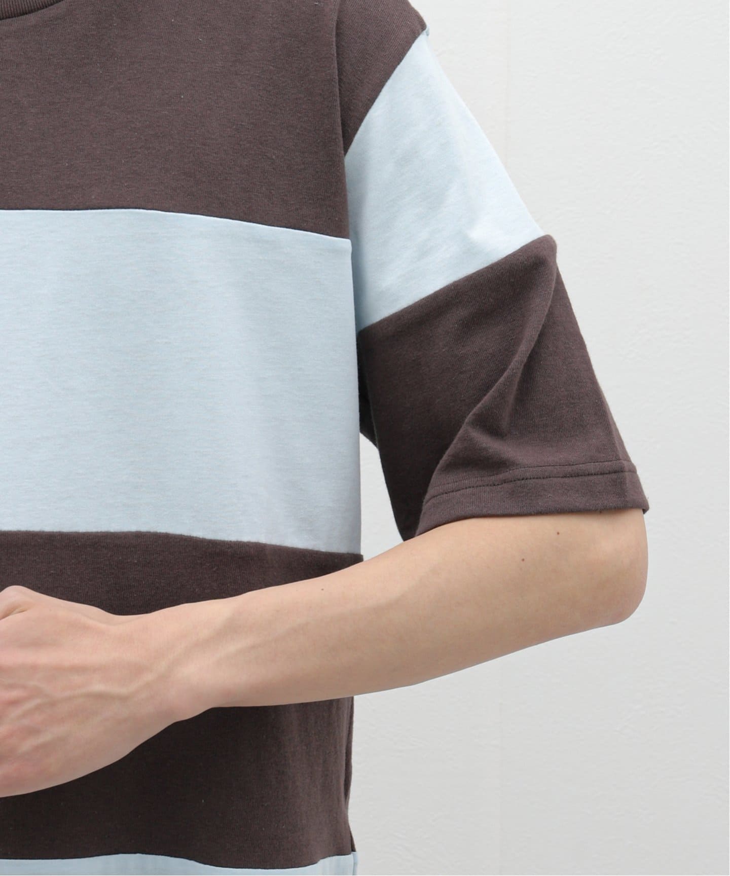 マーティーアンドサンズ レショップ 別注 ボーダー Tシャツ ブルーブラウン MAATEE&SONS / マーティー & サンズ】別注 BORDER T-SH（Tシャツ