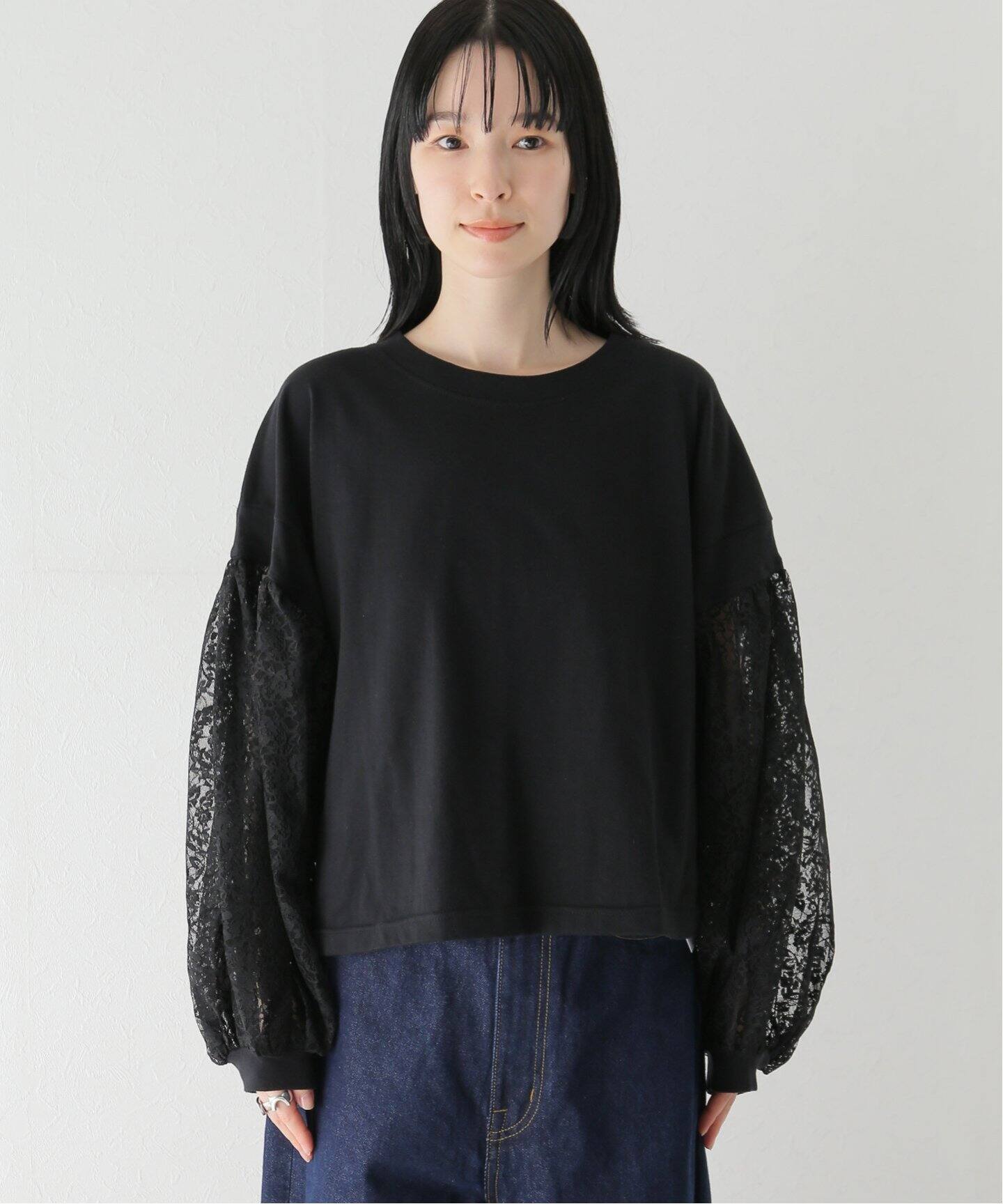 HアッシュRemake Arab Scraf Balloon Tee（BK) - 長袖