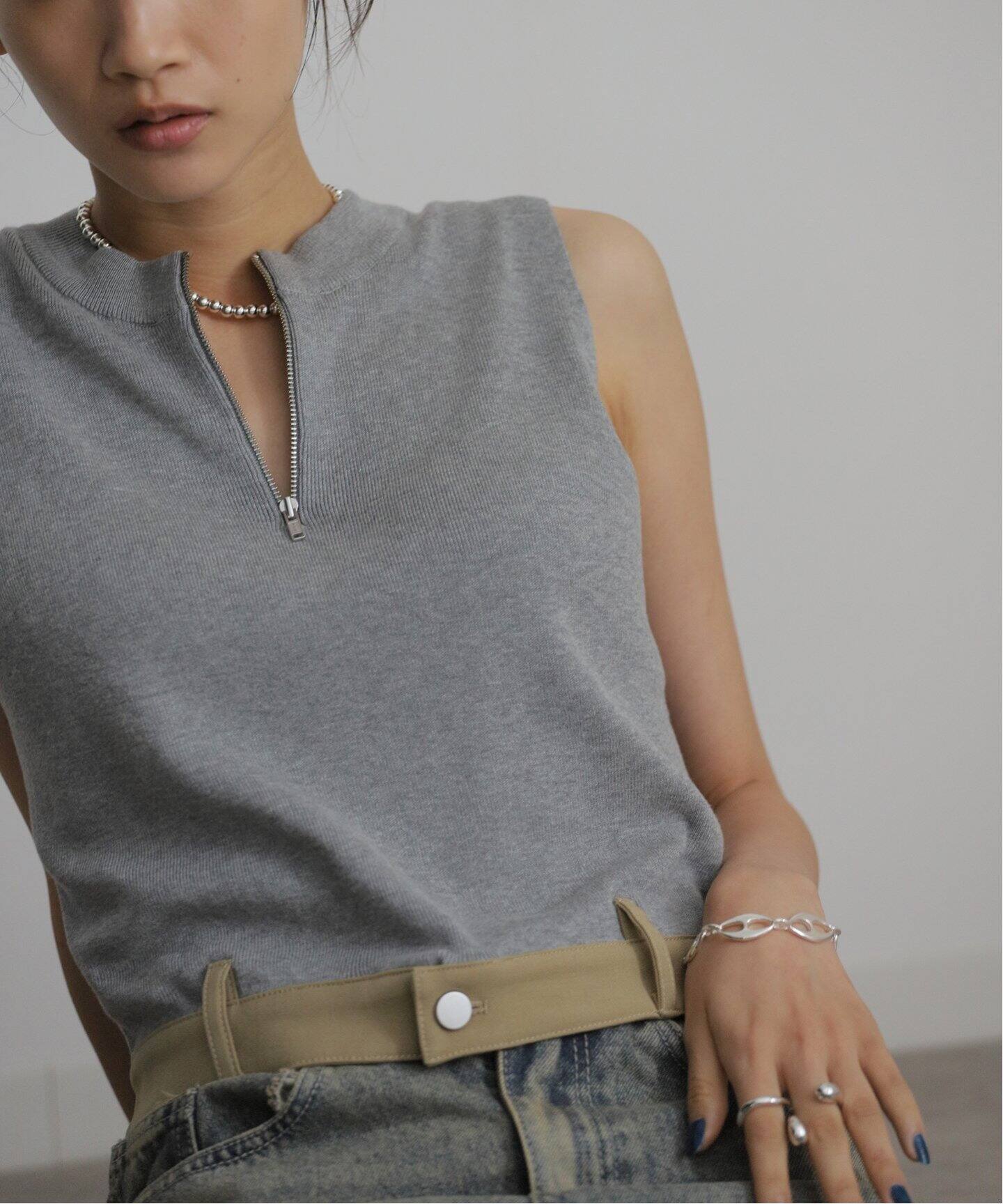 knuthmarf half zip knit tank tops
