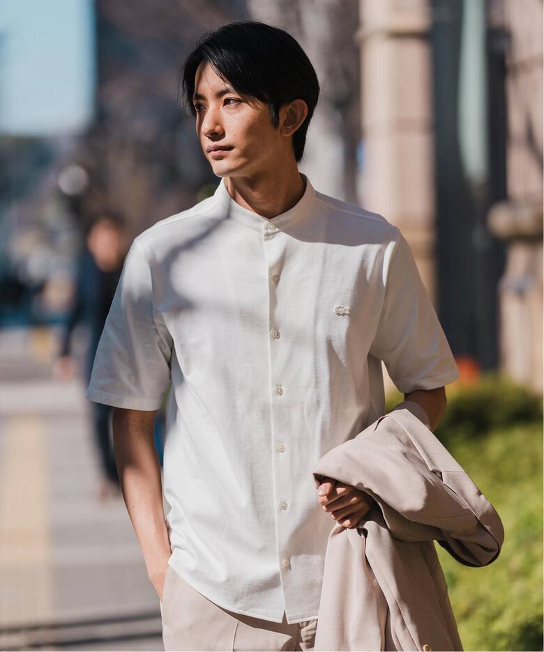 LACOSTE (ラコステ) 別注 バンドカラー フルオープン ポロシャツ 
