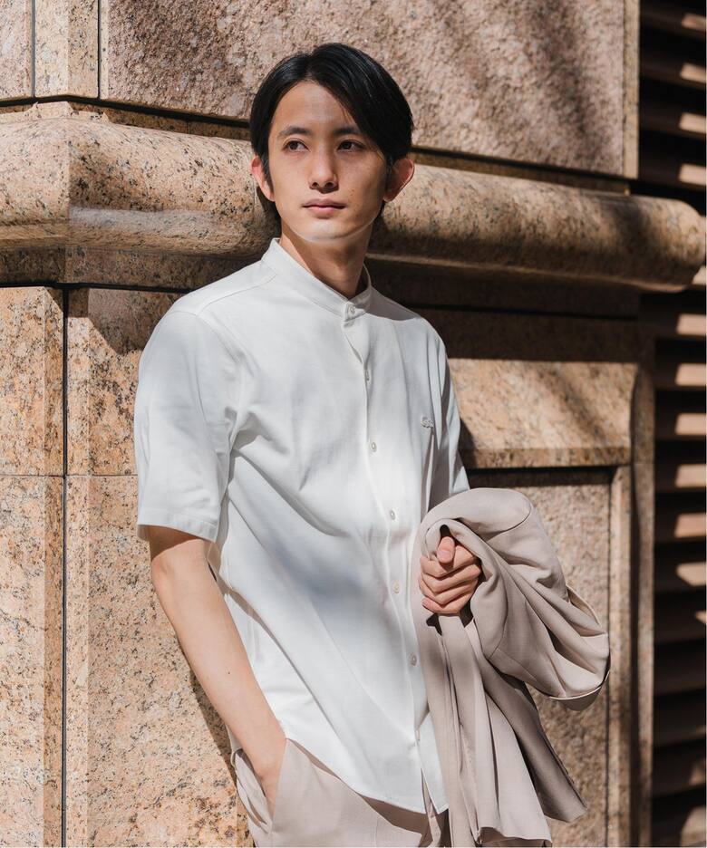 LACOSTE (ラコステ) 別注 バンドカラー フルオープン ポロシャツ 