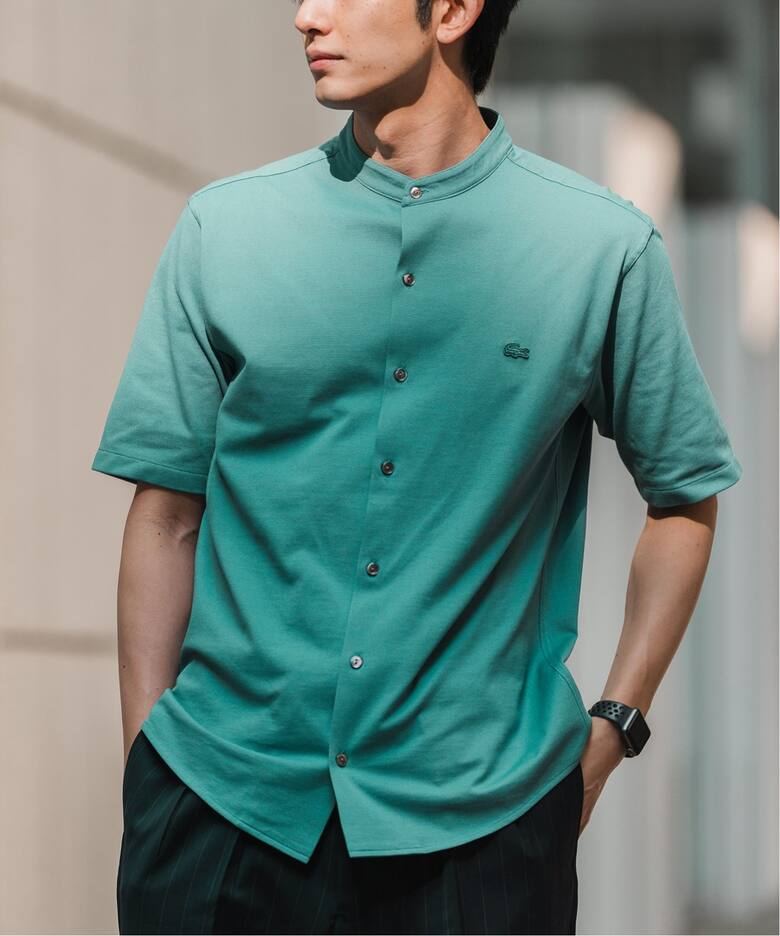 LACOSTE (ラコステ) 別注 バンドカラー フルオープン ポロシャツ 