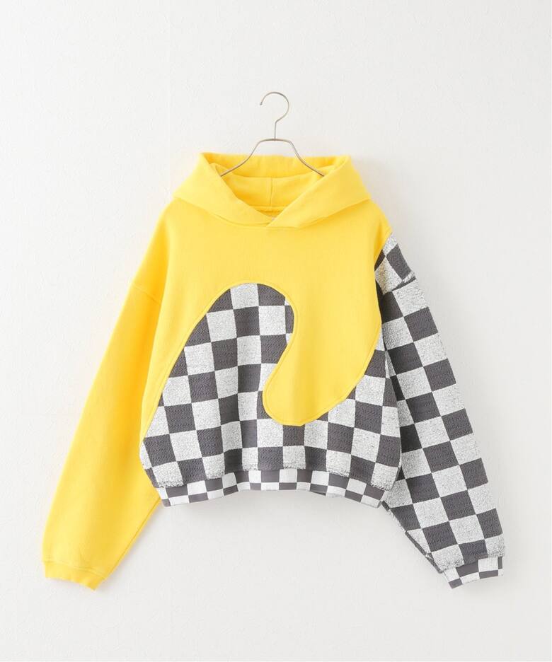 ERL / イーアールエル】 MEN YELLOW CHECKER SWIRL HOODIE KNIT 