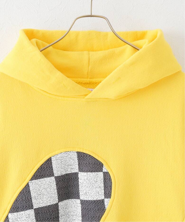 ERL / イーアールエル】 MEN YELLOW CHECKER SWIRL HOODIE KNIT 