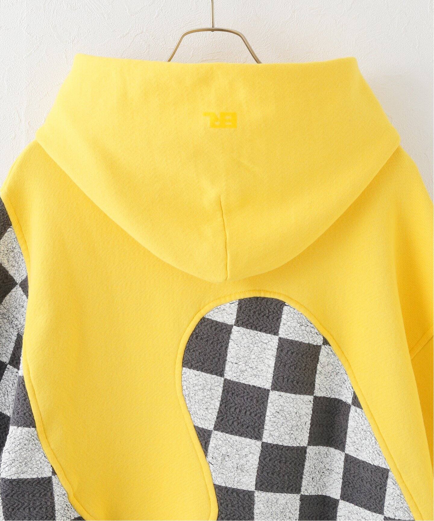 ERL / イーアールエル】 MEN YELLOW CHECKER SWIRL HOODIE KNIT