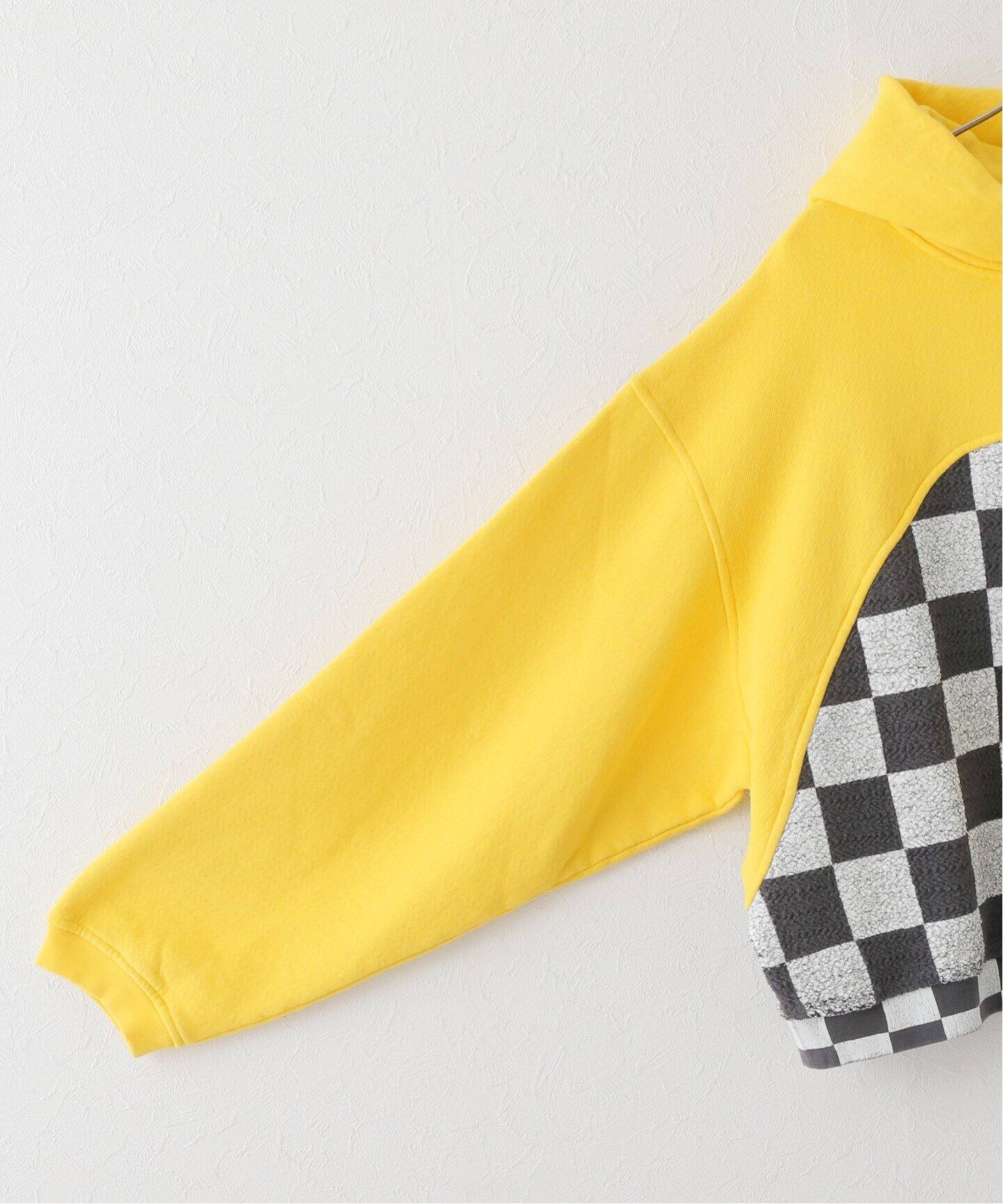 存在感が弾ける【ERL】チェッカースワールフード スウェット ERL / イーアールエル】 MEN YELLOW CHECKER SWIRL HOODIE KNIT
