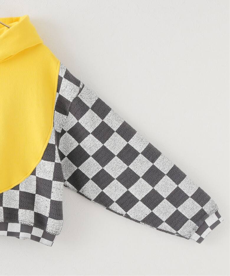 ERL / イーアールエル】 MEN YELLOW CHECKER SWIRL HOODIE KNIT 