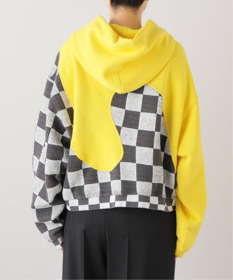 ERL / イーアールエル】 MEN YELLOW CHECKER SWIRL HOODIE KNIT 