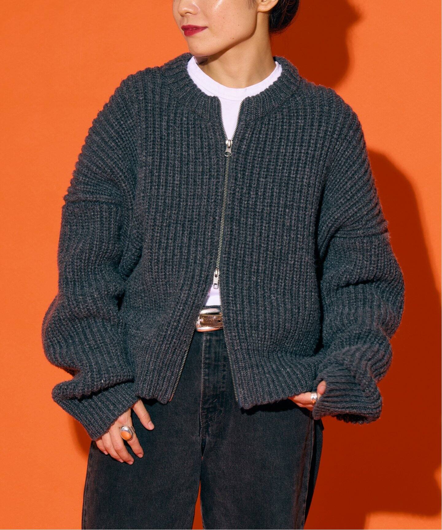 THE MOOD ジップアップ ニット カーディガン（ニット／セーター  