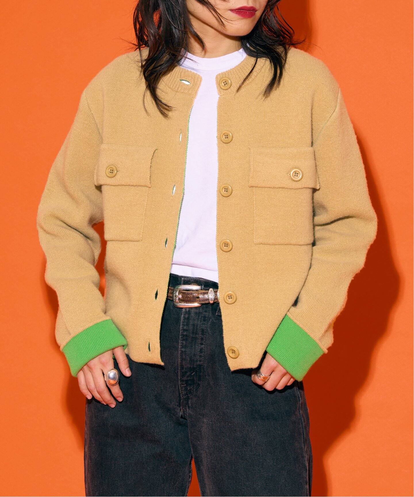 THE MOOD バイカラーニット カーディガン（ニット／セーター  