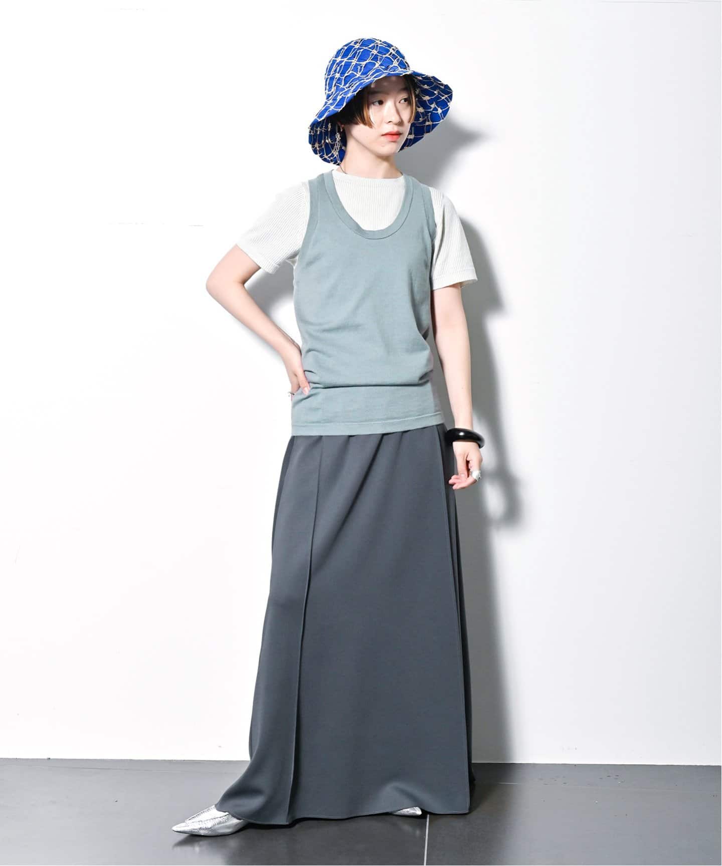 extreme cashmere x グレー半袖ニット EXTREME CASHMERE X vest N270：ニット（ニット／セーター