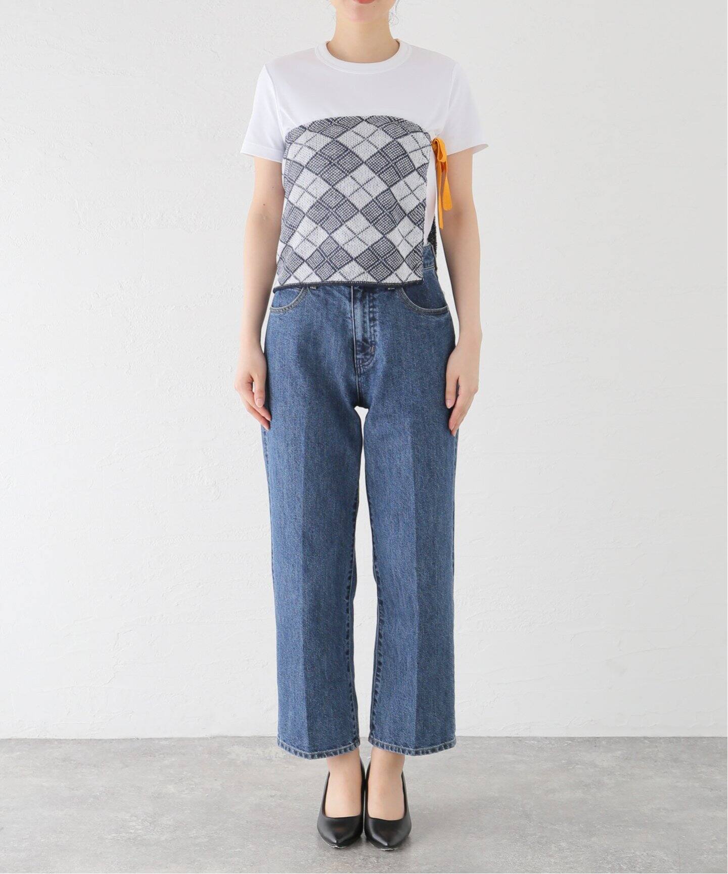 YANYAN ARGYLE APRON TOP YYW240591：ニット（ニット／セーター