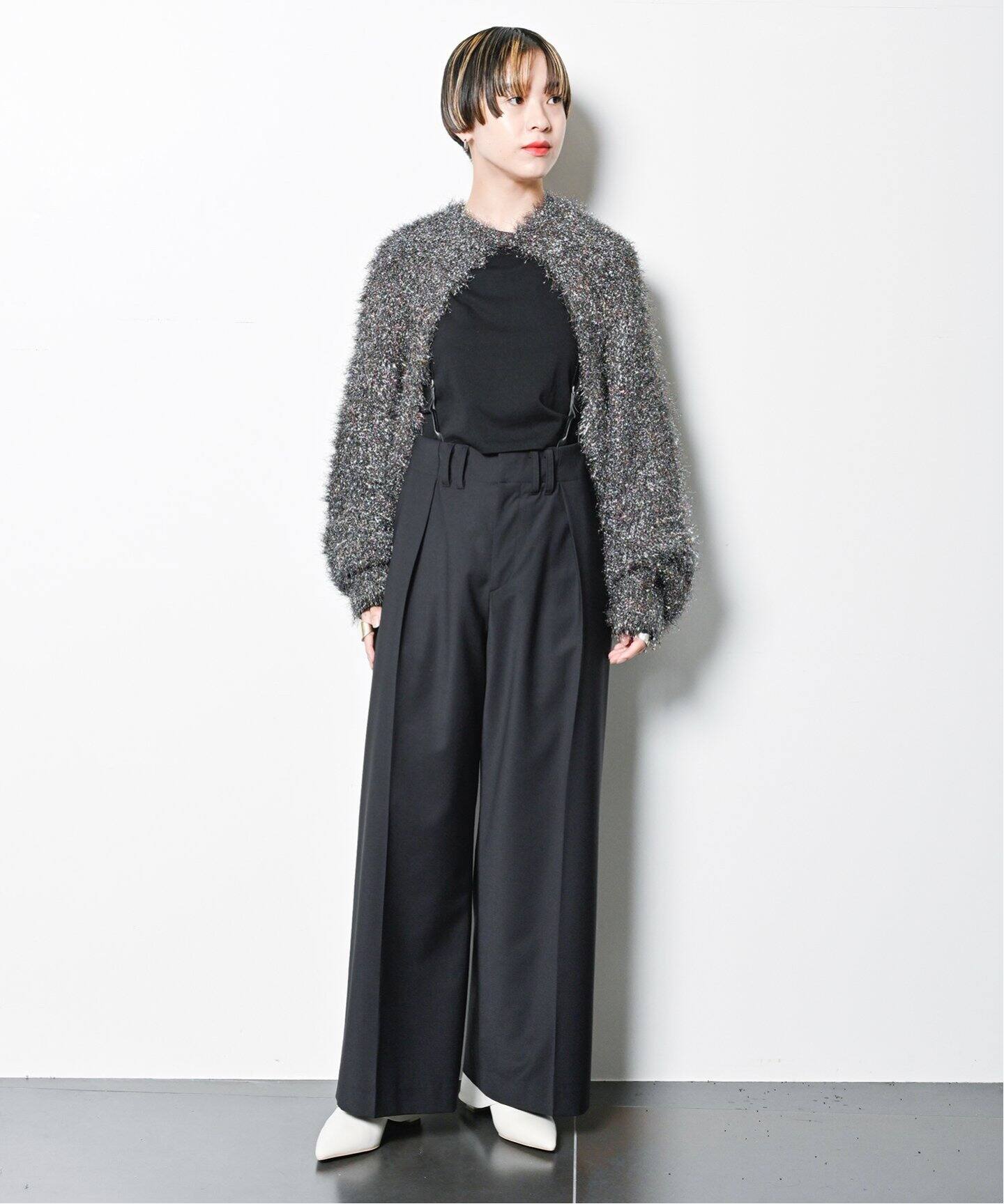 SARA MALLIKA SHINY FLUFFY KNIT CARDIGAN 021242SM2：カーディガン 