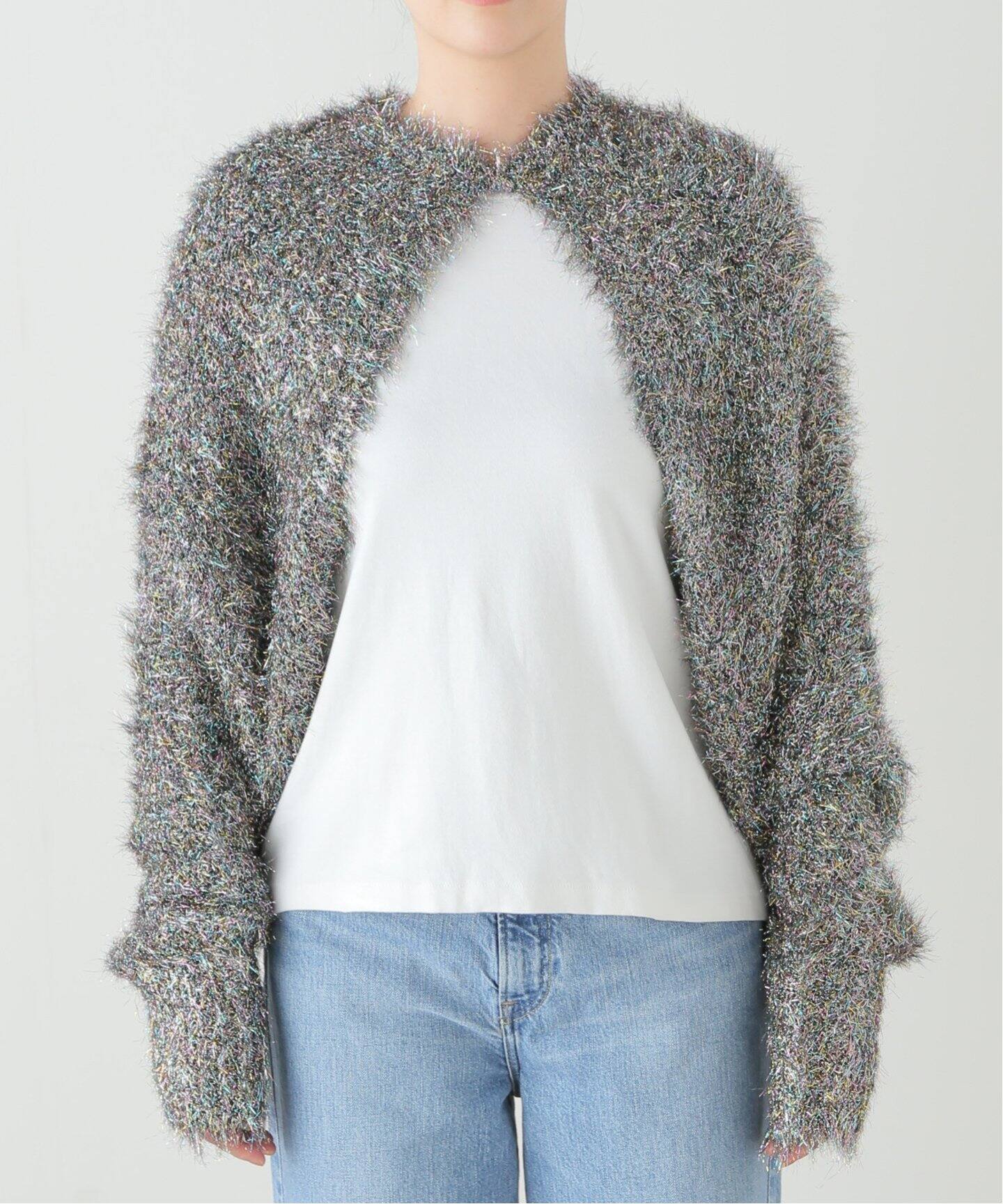 SARA MALLIKA SHINY FLUFFY KNIT CARDIGAN 021242SM2：カーディガン 