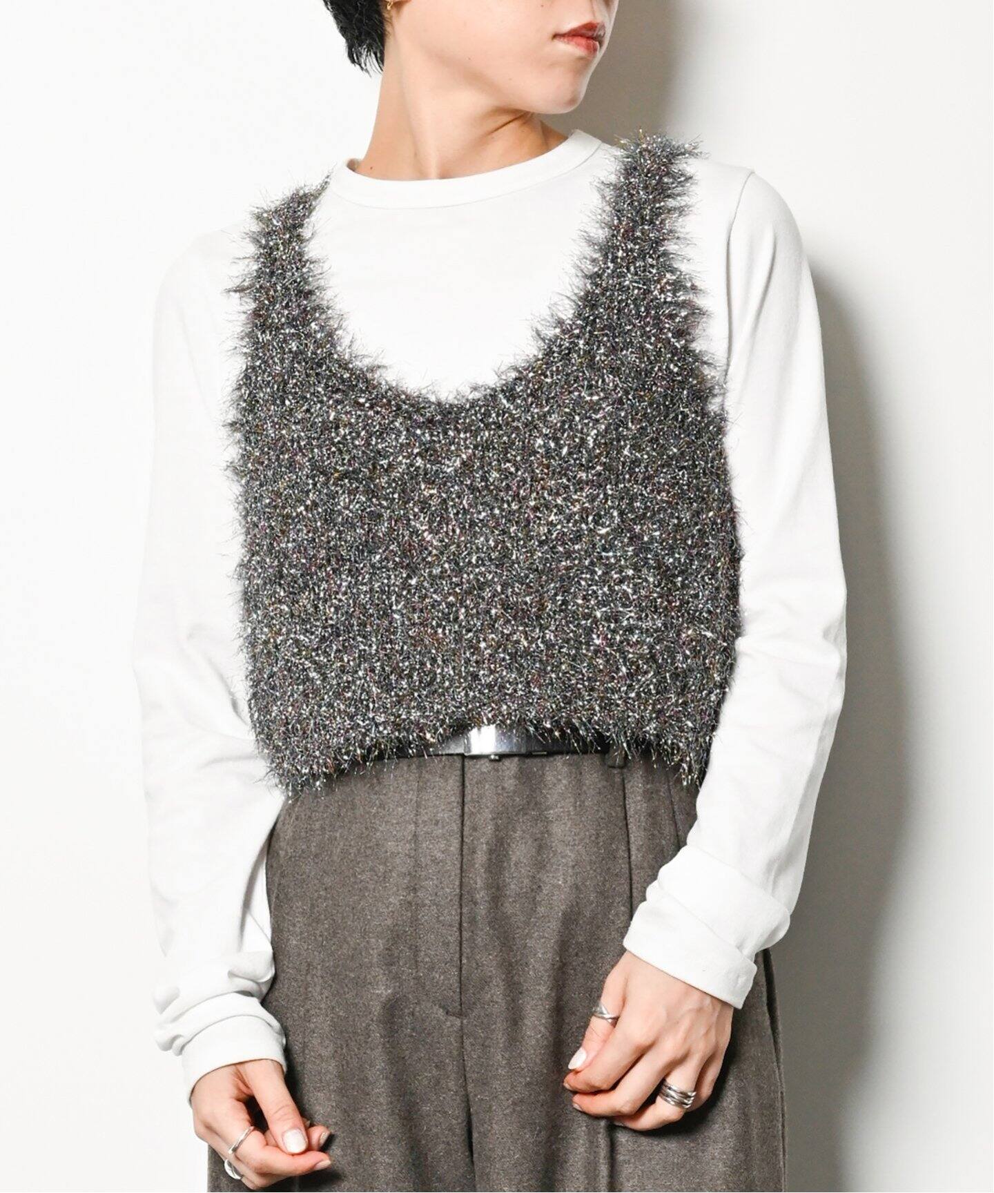 SARA MALLIKA SHINY FLUFFY KNIT CAMI 021242SM1：ニット（ニット 