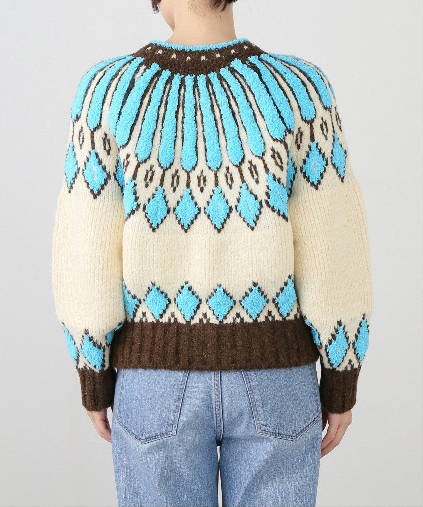 GREEN BUTTER TERRY ETHNIC ALPACA WOOL カーディガン（ニット