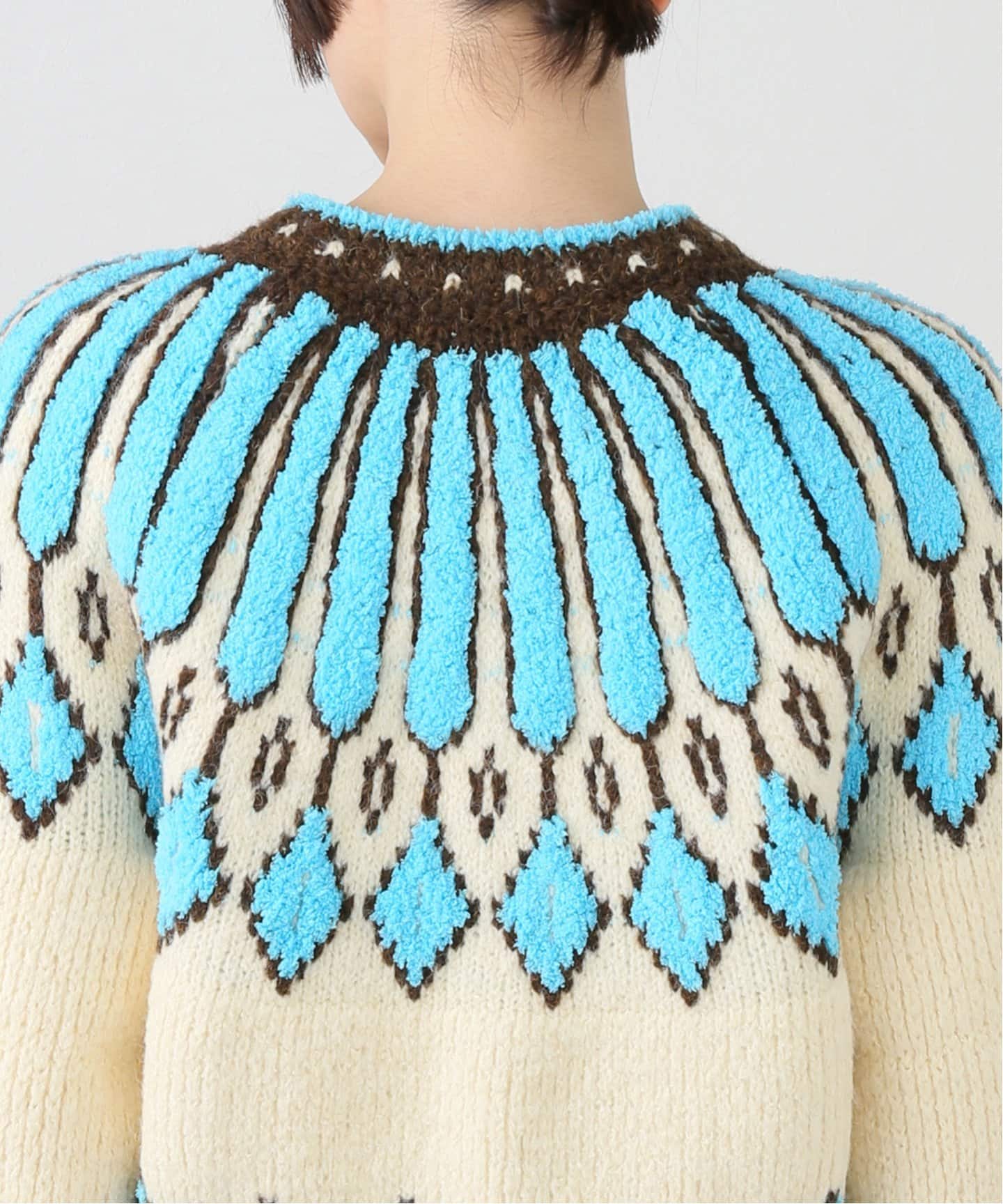 GREEN BUTTER TERRY ETHNIC ALPACA WOOL カーディガン（ニット