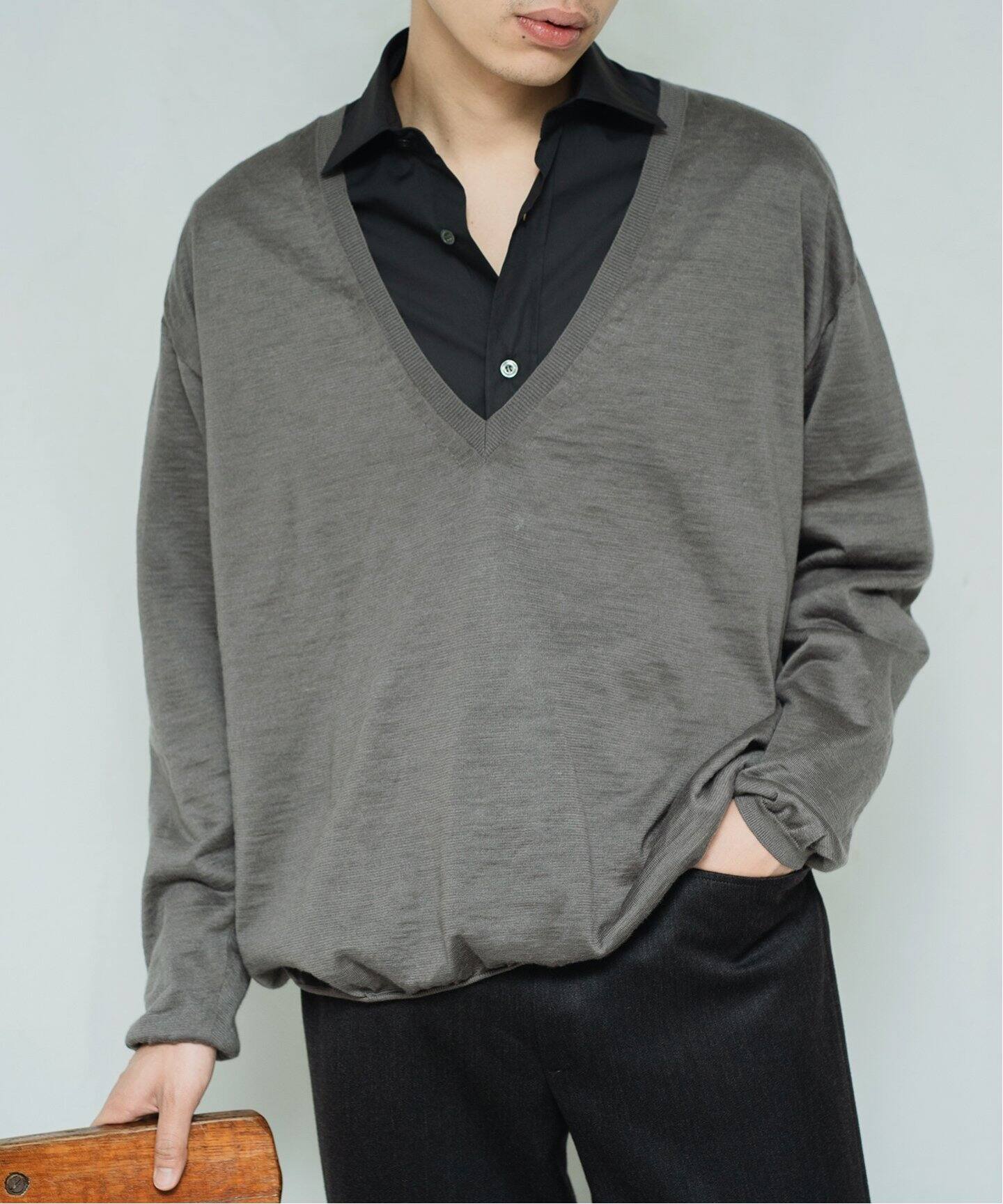 BATONER / バトナー】別注 Ramie V Neck Knit（ニット／セーター）｜L 