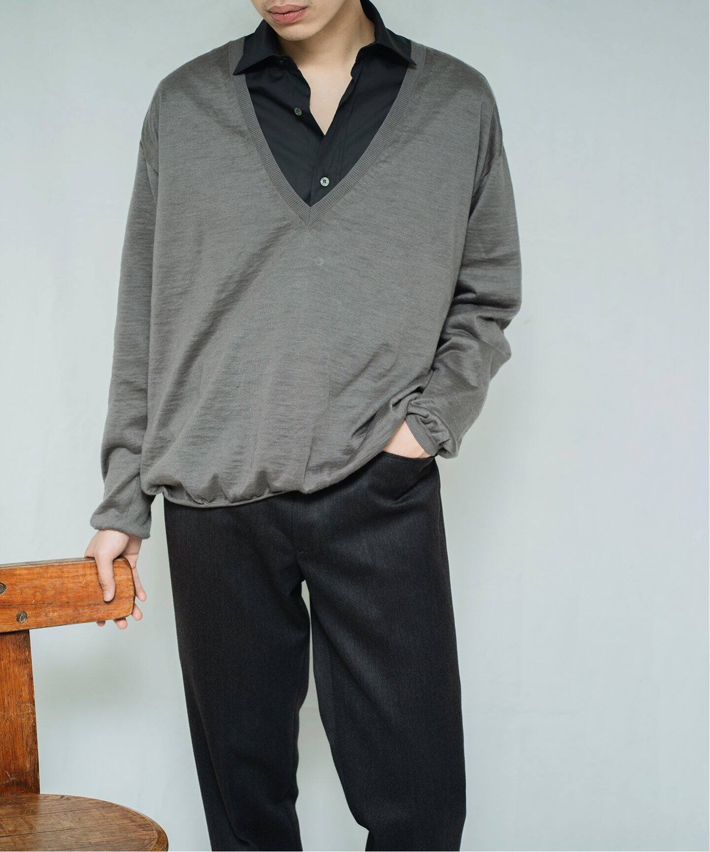 BATONER / バトナー】別注 Ramie V Neck Knit（ニット／セーター）｜L 
