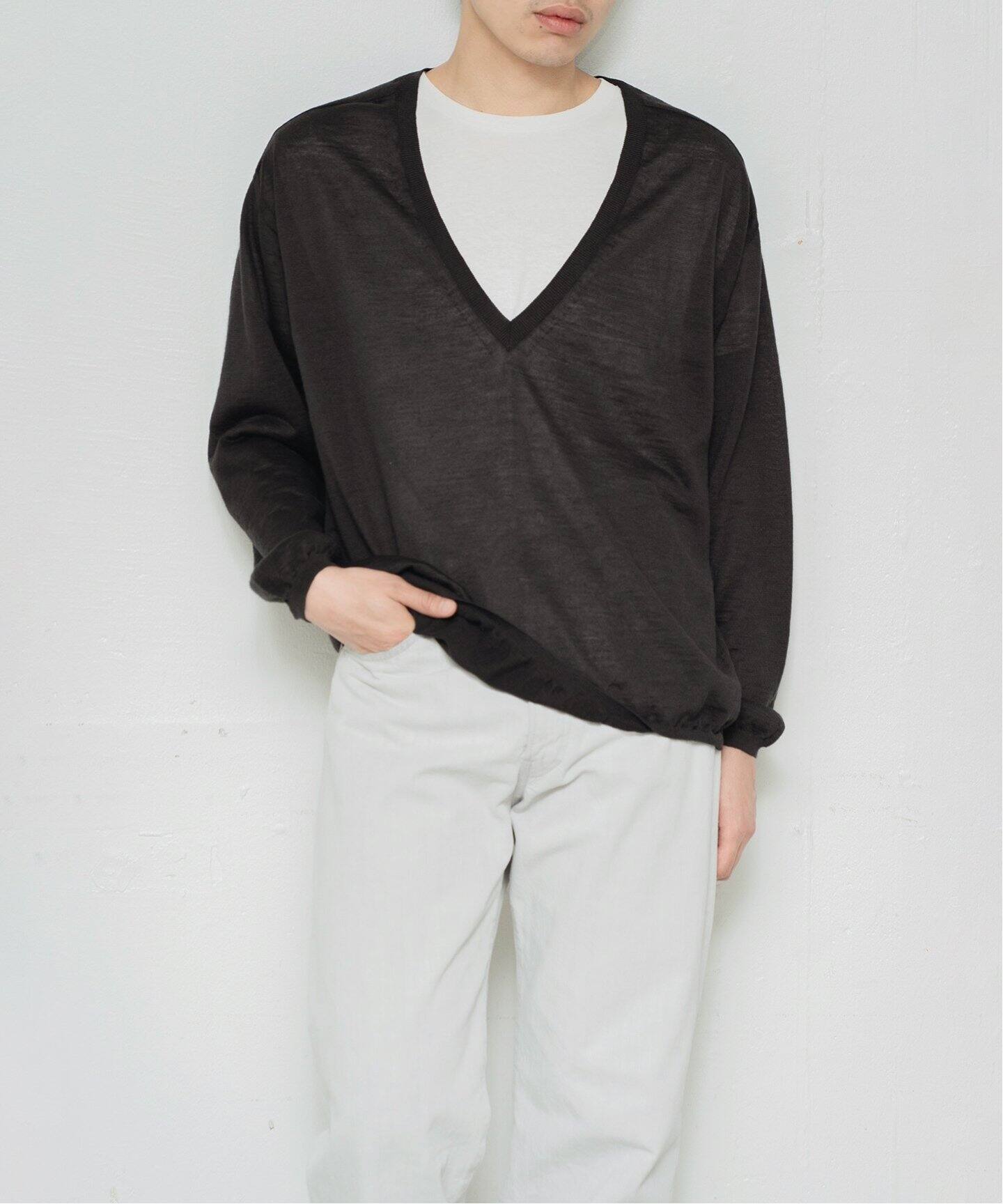 BATONER / バトナー】別注 Ramie V Neck Knit（ニット／セーター）｜L 