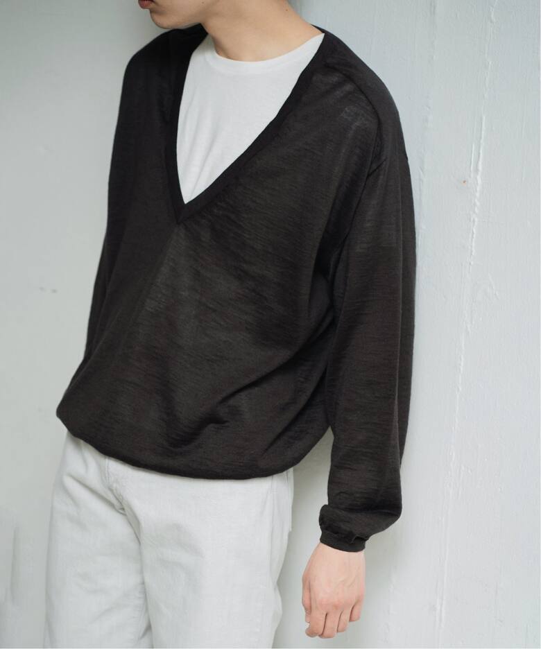 BATONER / バトナー】別注 Ramie V Neck Knit（ニット／セーター）｜L 