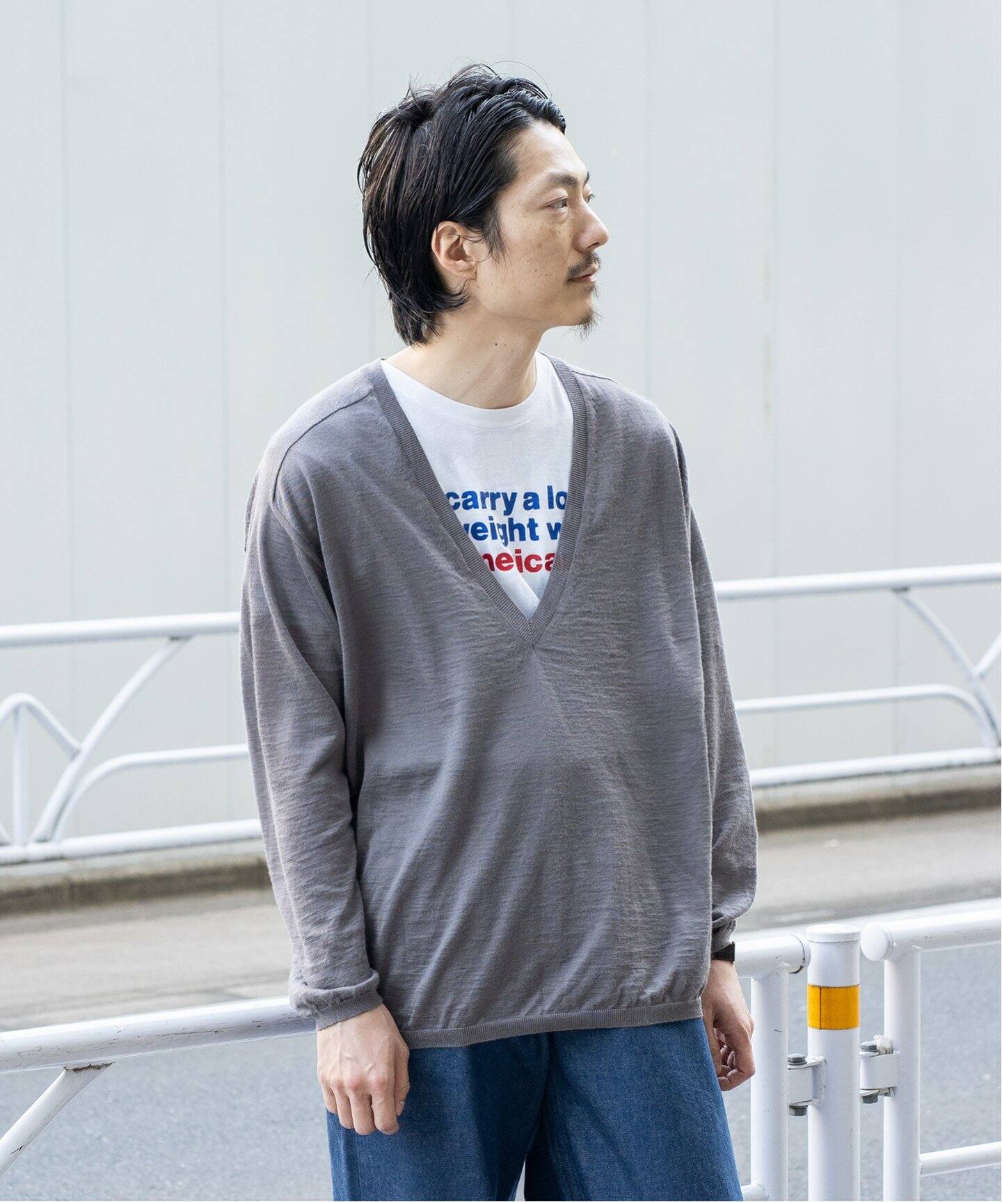 BATONER / バトナー】別注 Ramie V Neck Knit（ニット／セーター）｜L 