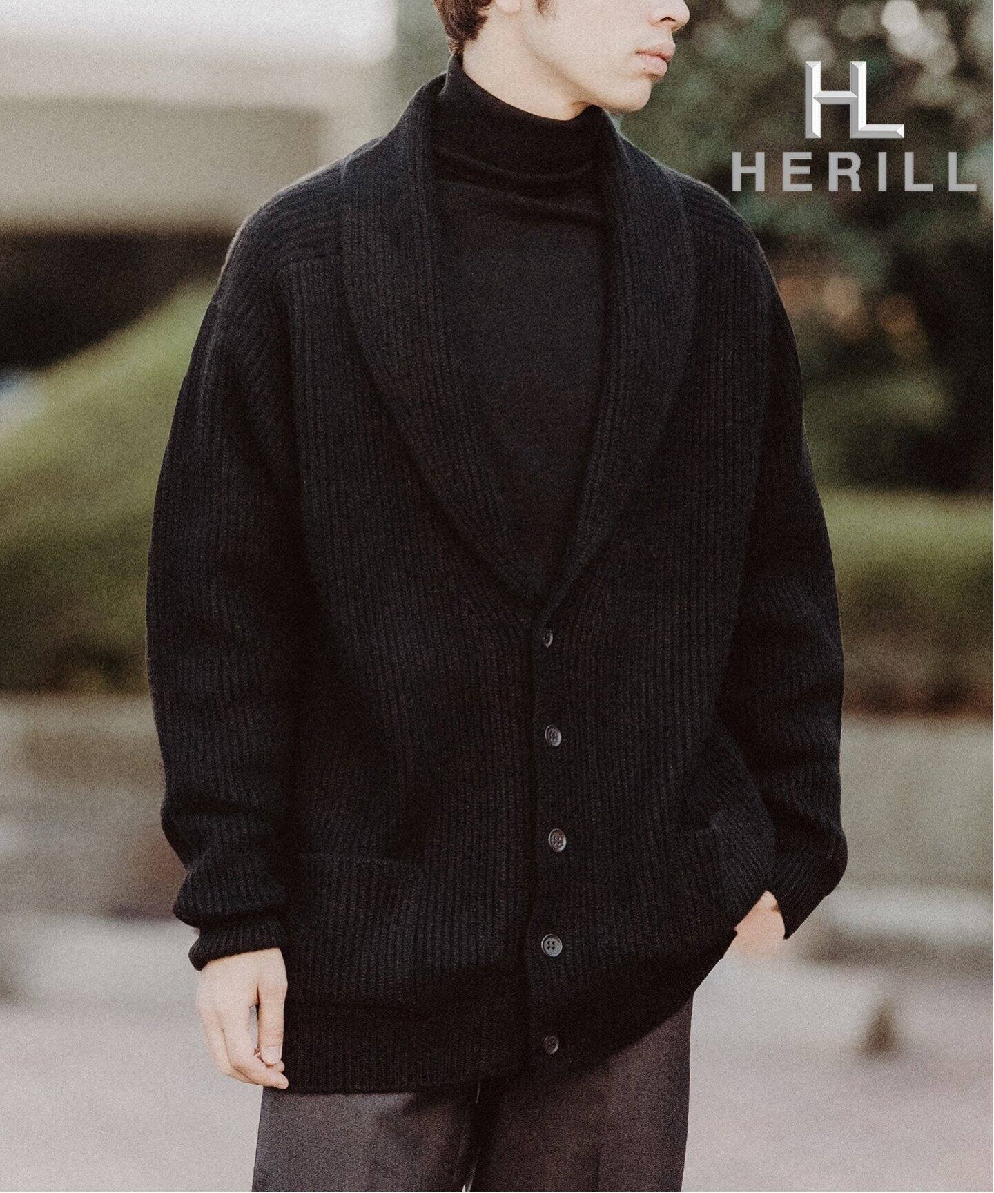 HERILL / ヘリル】別注 リブ ステッチ ショール カシミヤ カーディガン  