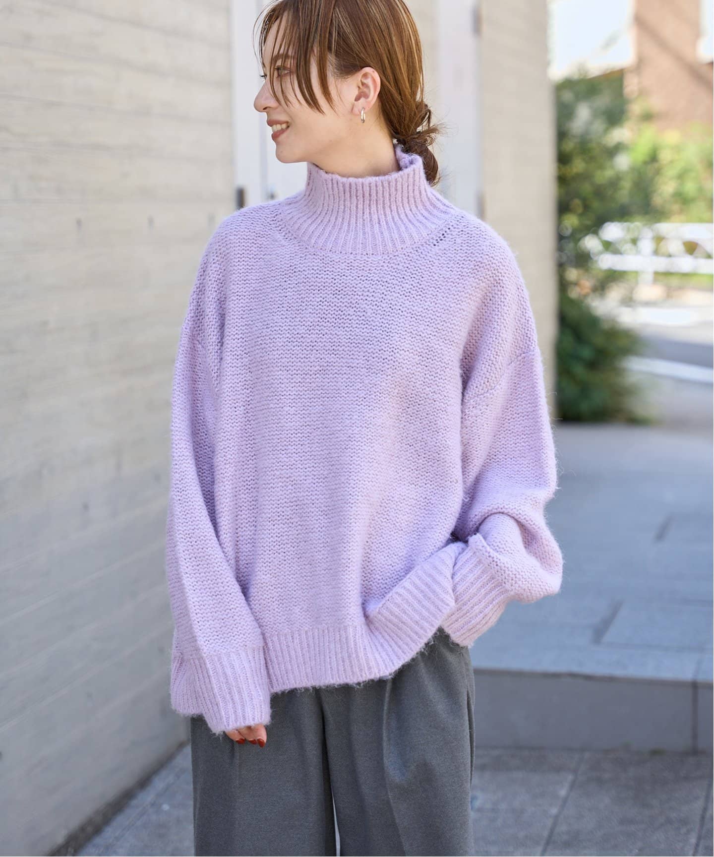 ウールワイドニットプルオーバー  PURPLE ワイドタートルニットプルオーバー（ニット／セーター）｜OUTDOOR