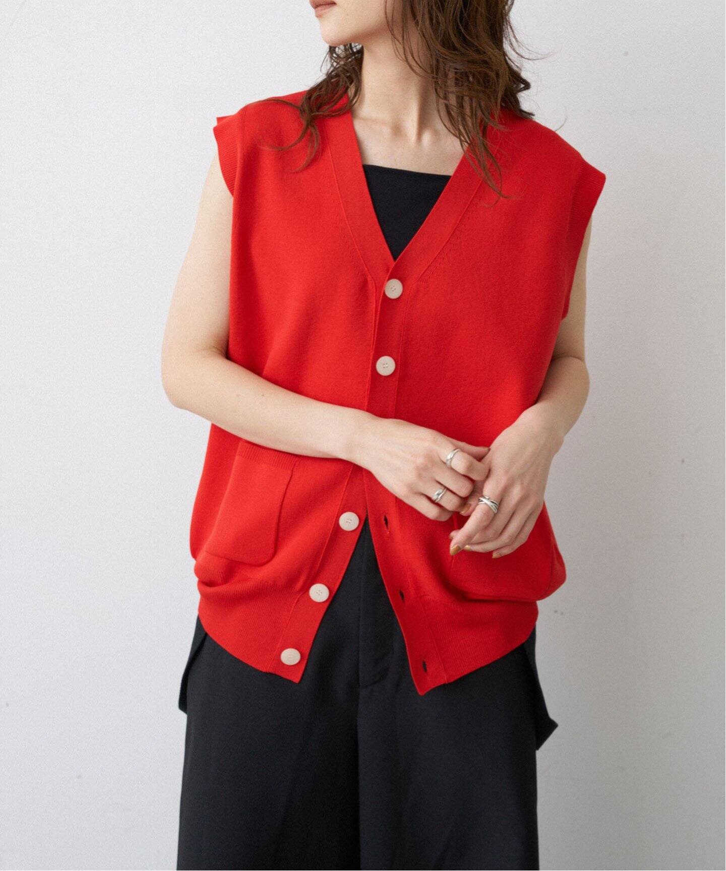「NOBLE」 Vネックニット FREE レッド レディース NOBLE 「NOBLE」 Vネックニット - レッド レディース : ZOZOTOWN