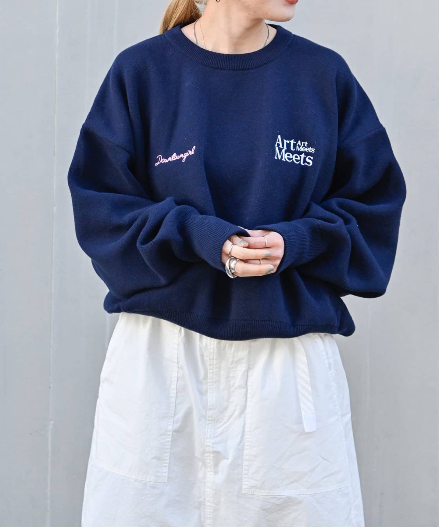 つき　オーダー ロゴ刺繍スウェットライクニット（ニット／セーター）｜OUTDOOR