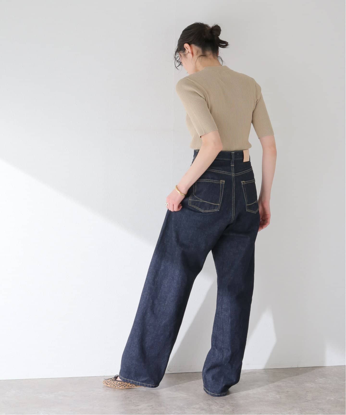 CLANE / クラネ】H/L HALF SLEEVE RIB KNIT TOPS（ニット