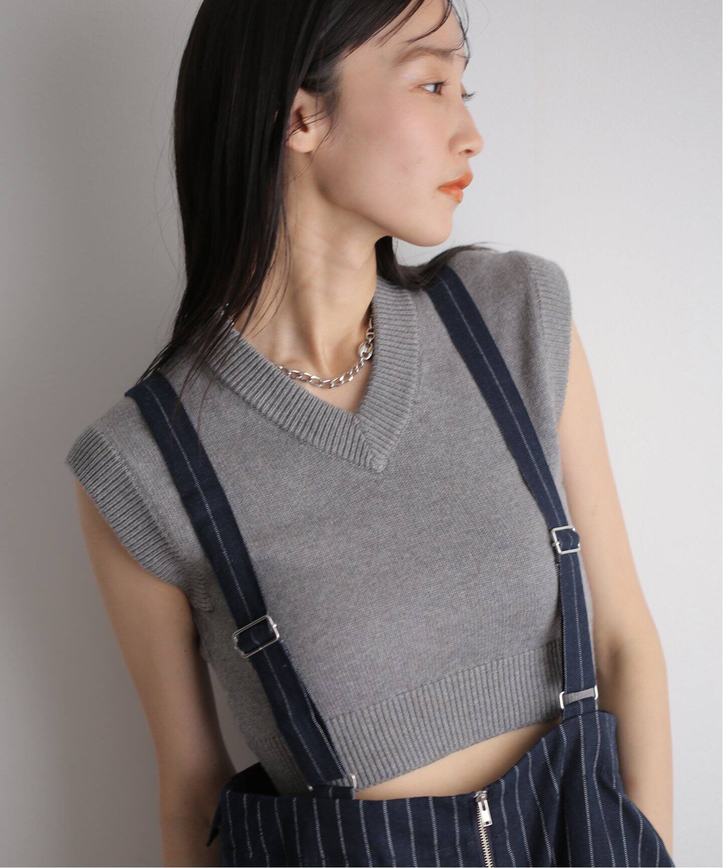 CLANE CROPPED V NECK KNIT TOPS 16106-2172（ベスト）｜BOICE FROM  