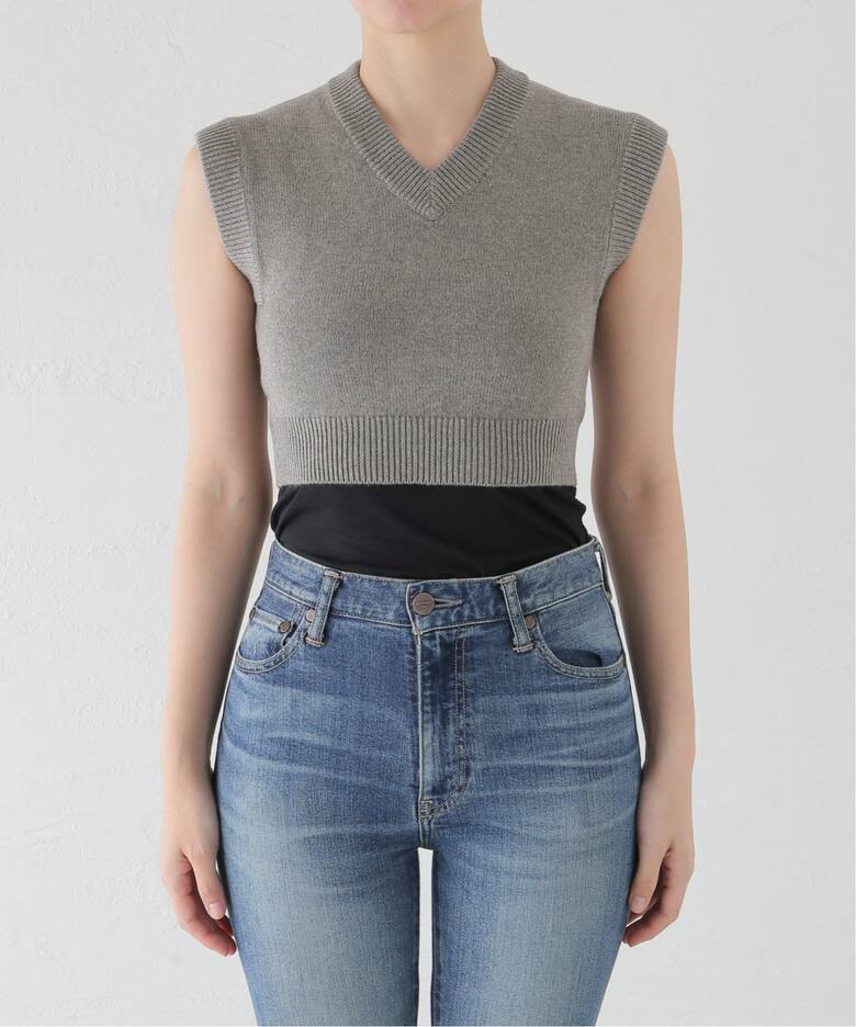 CLANE CROPPED V NECK KNIT TOPS 16106-2172（ベスト）｜BOICE FROM 