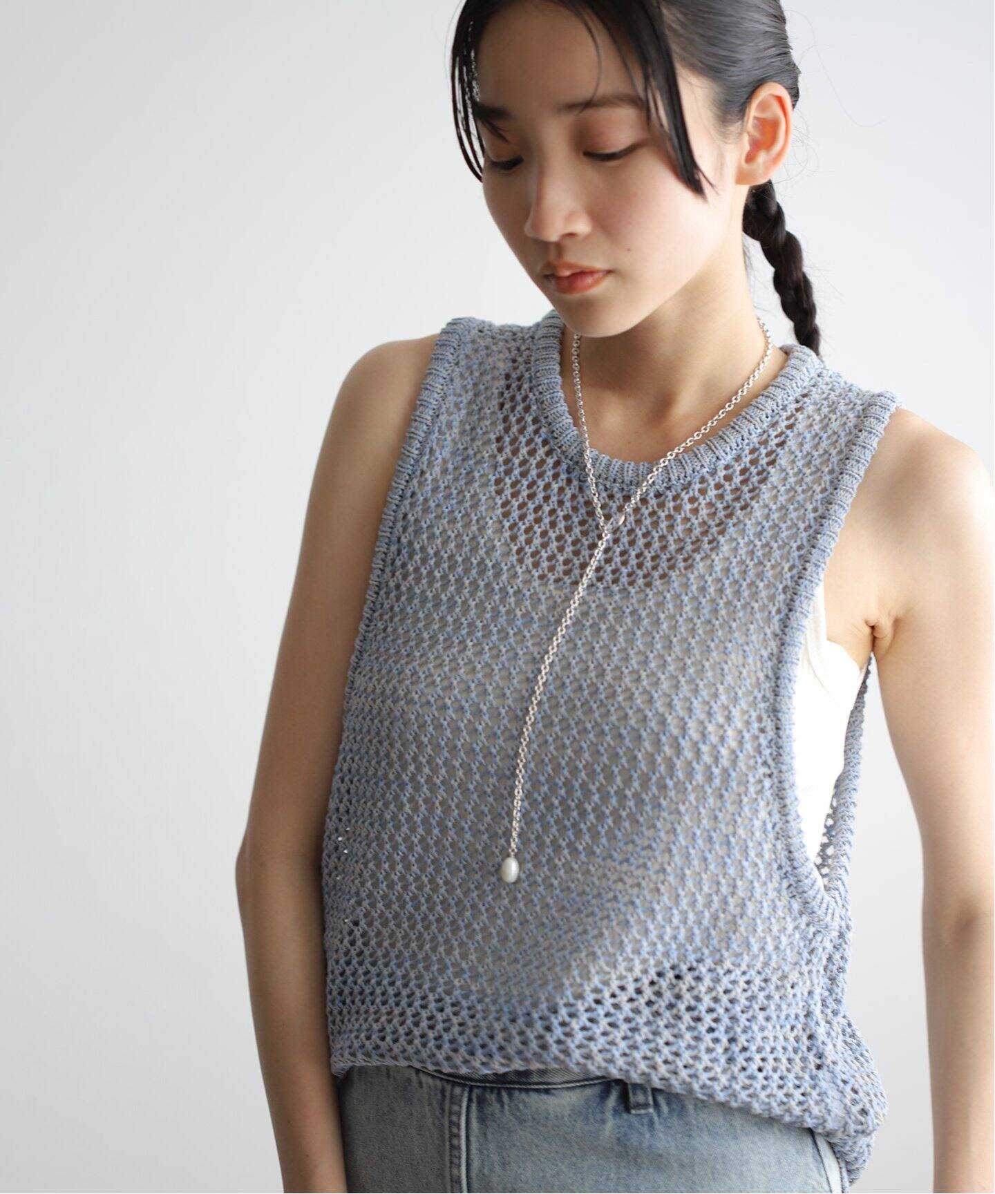 CLANE ROUND MESH KNIT TOPS 16106-2202（ニット／セーター