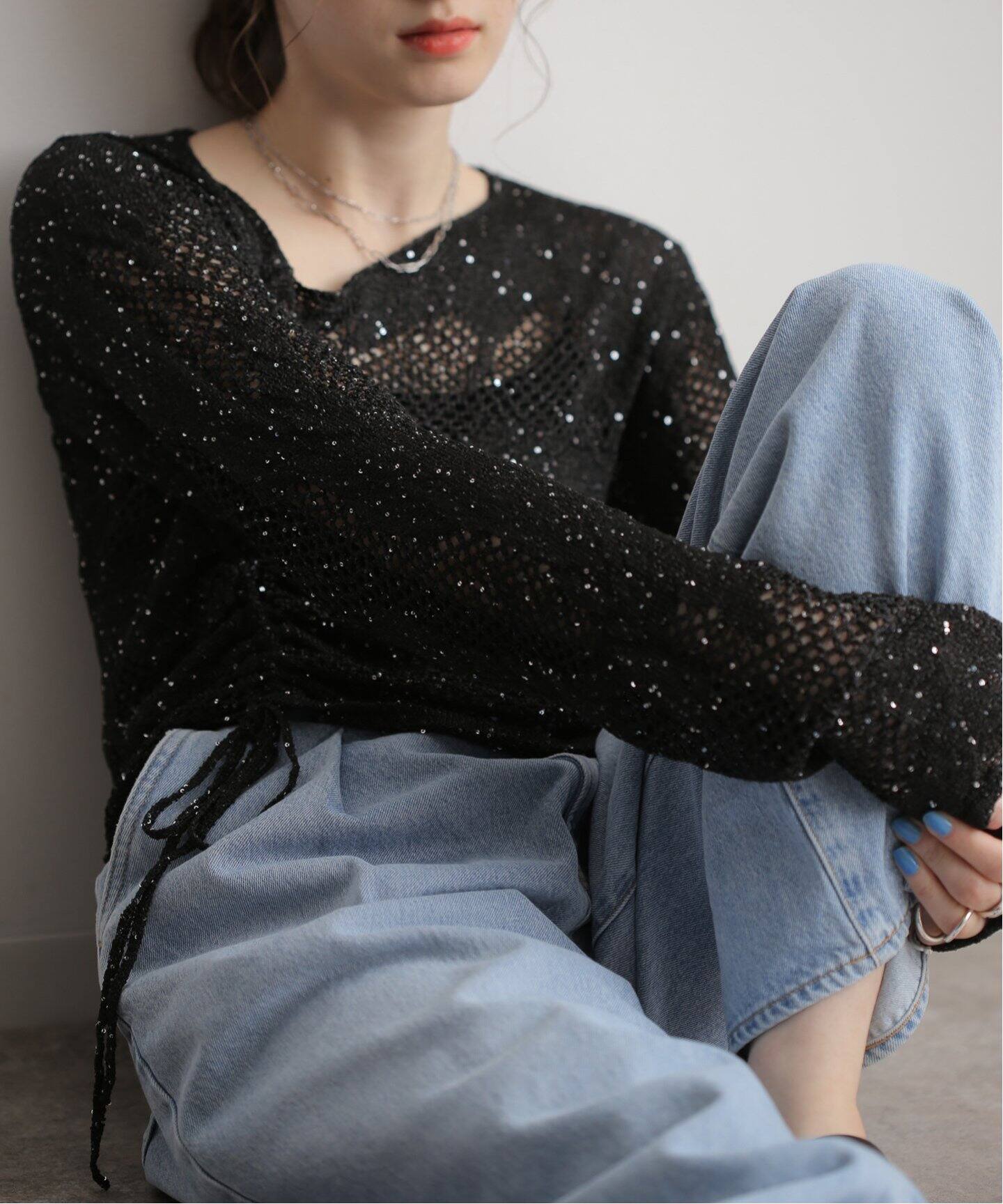 Knuth Marf asymmetry sheer lameknit（ニット／セーター